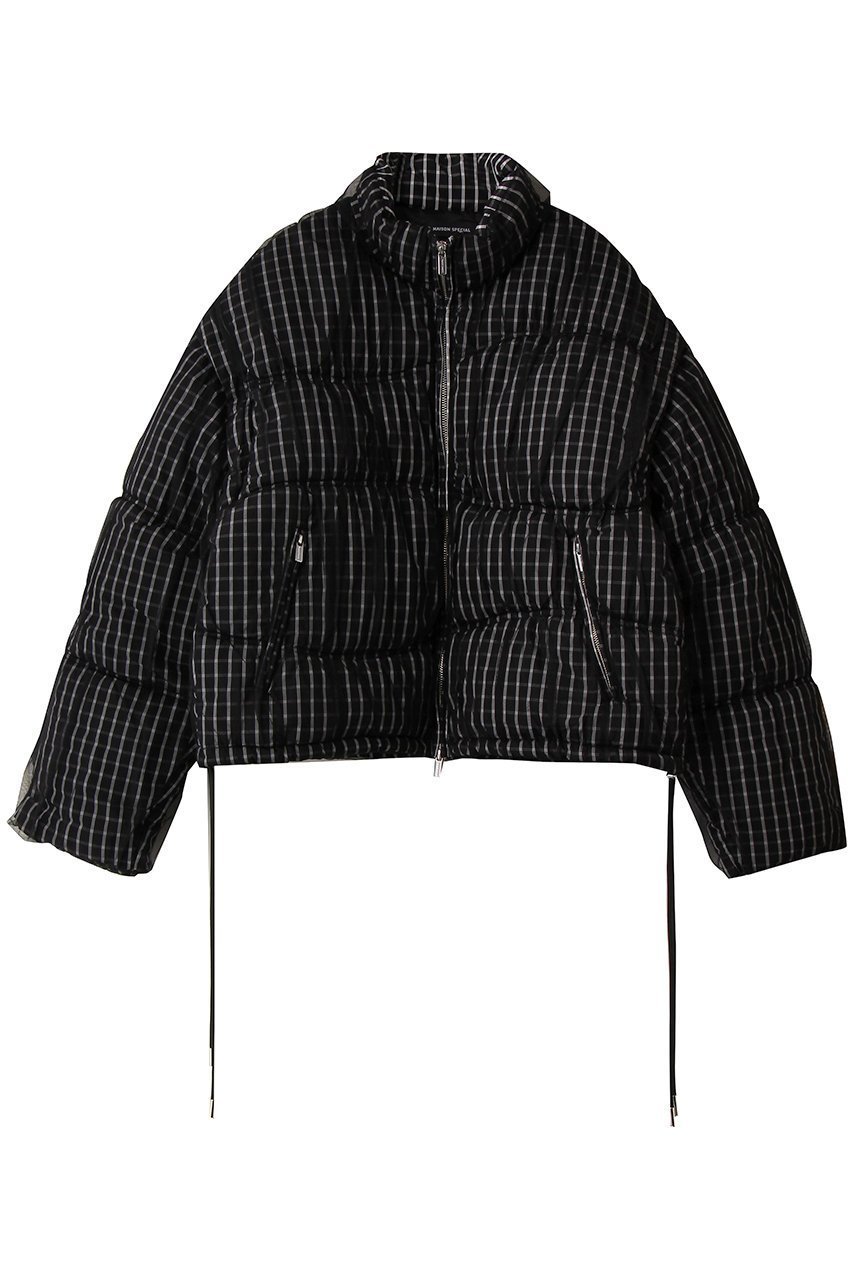 【メゾンスペシャル/MAISON SPECIAL】のWave Shirring Tulle Puffer Jacket/ウェーブシャーリングチュールパッファージャケット インテリア・キッズ・メンズ・レディースファッション・服の通販 founy(ファニー) ファッション Fashion レディースファッション Fashion for Women アウター Coat / Outerwear Collection レディースジャケット・軽アウター Jackets ブルゾンジャケット・スポーティアウター Blouson Jackets ジャケット Jacket, Outerwear チェック Check, Plaid, Tartan チュール Tulip, Tulip Motif ブルゾン Blouson, Bomber Jacket ベスト Vest, Waistcoat 無地 Plain, Solid Color BLK(ブラック)|ID: prp329100004758977 ipo3291000000035872308