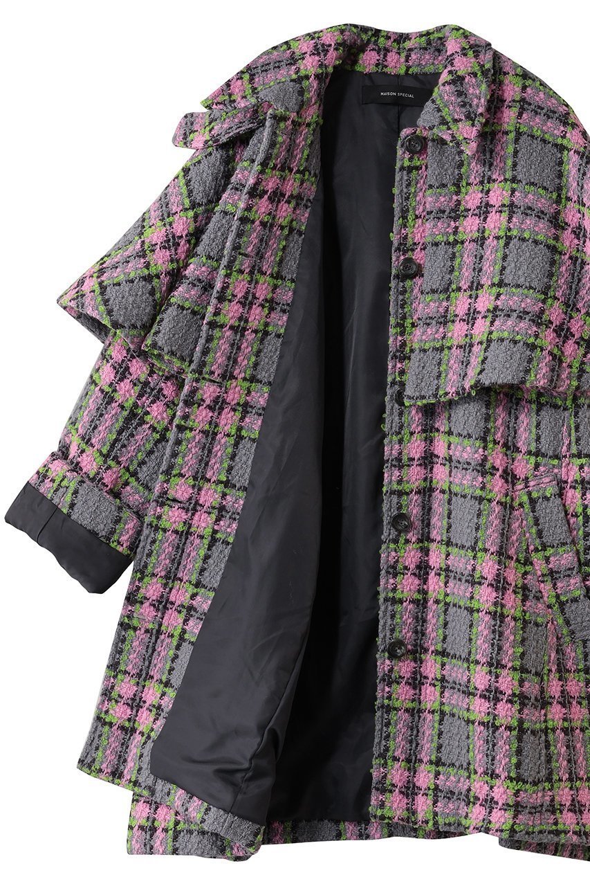 【メゾンスペシャル/MAISON SPECIAL】のColor Check 2Way Cape Coat/カラーチェック2WAYケープコート 人気、トレンドファッション・服の通販 founy(ファニー) 　ファッション　Fashion　レディースファッション　Fashion for Women　アウター　Coat / Outerwear Collection　コート・ロングコート・ピーコート　Long Coats, Peacoats & More　クラシカル　Classical, Vintage-Inspired　スペシャル　Special, Limited Edition　セットアップ　Set-Up, Coordinated Outfit　チェック　Check, Plaid, Tartan　フラップ　Flap, Flap Pocket　モダン　Modern, Contemporary　ロング　Long, Long-Length　冬　Winter / This Winter　other-6|ID: prp329100004758985 ipo3291000000035618706