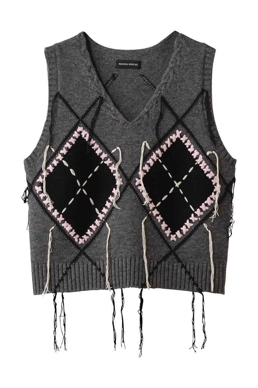 【メゾンスペシャル/MAISON SPECIAL】のStitch Argyle Knit Vest/ステッチアーガイルニットベスト インテリア・キッズ・メンズ・レディースファッション・服の通販 founy(ファニー) 　ファッション　Fashion　レディースファッション　Fashion for Women　トップス・カットソー　Cut & Sew Tops　ニット　Knit Tops & Sweaters　ベスト&ジレ / 重ね着スタイル　Vests & Gilets　カジュアルプルオーバー・ニットトップス　Pullovers & Knit Tops / Casual Pullovers　インナー　Innerwear　カットソー　Cut and Sewn Top　クラシカル　Classical, Vintage-Inspired　フォーマル　Formal, Dressy　ベスト　Vest, Waistcoat　冬　Winter / This Winter　GRY(グレー)|ID: prp329100004758989 ipo3291000000036042529