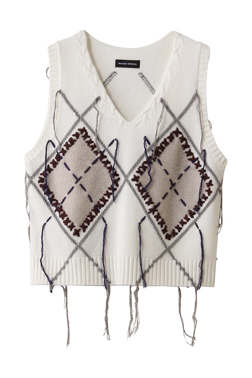 【メゾンスペシャル/MAISON SPECIAL】のStitch Argyle Knit Vest/ステッチアーガイルニットベスト インテリア・キッズ・メンズ・レディースファッション・服の通販 founy(ファニー) 　ファッション　Fashion　レディースファッション　Fashion for Women　トップス・カットソー　Cut & Sew Tops　ニット　Knit Tops & Sweaters　ベスト&ジレ / 重ね着スタイル　Vests & Gilets　カジュアルプルオーバー・ニットトップス　Pullovers & Knit Tops / Casual Pullovers　インナー　Innerwear　カットソー　Cut and Sewn Top　クラシカル　Classical, Vintage-Inspired　フォーマル　Formal, Dressy　ベスト　Vest, Waistcoat　冬　Winter / This Winter　WHT(ホワイト)|ID: prp329100004758989 ipo3291000000036042532