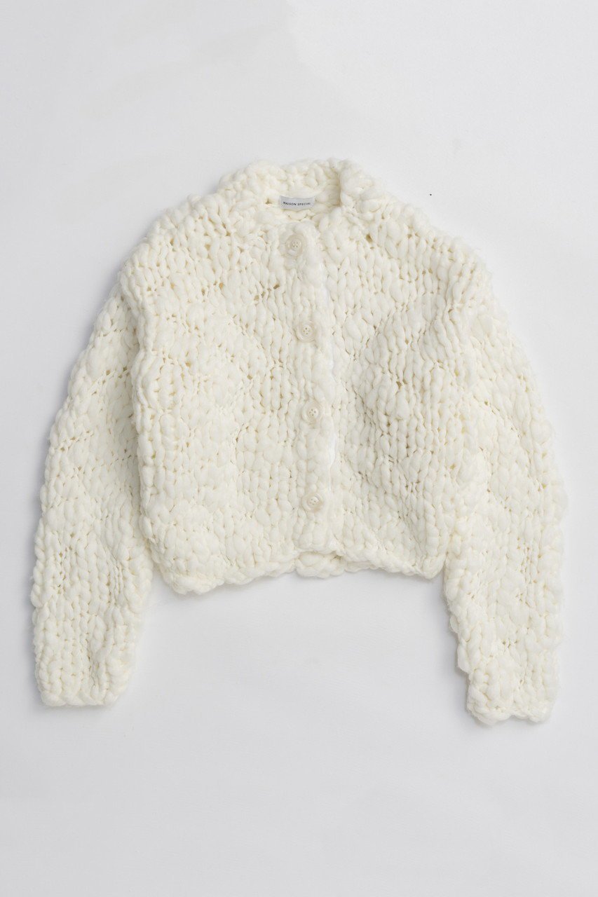 【メゾンスペシャル/MAISON SPECIAL】のHand Slub Knit Cardigan/ハンドスラブニットカーディガン インテリア・キッズ・メンズ・レディースファッション・服の通販 founy(ファニー) 　ファッション　Fashion　レディースファッション　Fashion for Women　トップス・カットソー　Cut & Sew Tops　ニット　Knit Tops & Sweaters　カーディガン・羽織り　Layered Style Cardigans　秋　Autumn　カーディガン　Cardigan, Knitwear　手編み　Hand-Knitted, Handmade Knit　ハンド　Hand, Handmade　パッチ　Patch, Appliqué　フロント　Front, Front Design　別注　Limited Edition, Custom Order　新作・新入荷　New Arrivals / New In　WHT(ホワイト)|ID: prp329100004758990 ipo3291000000034433963