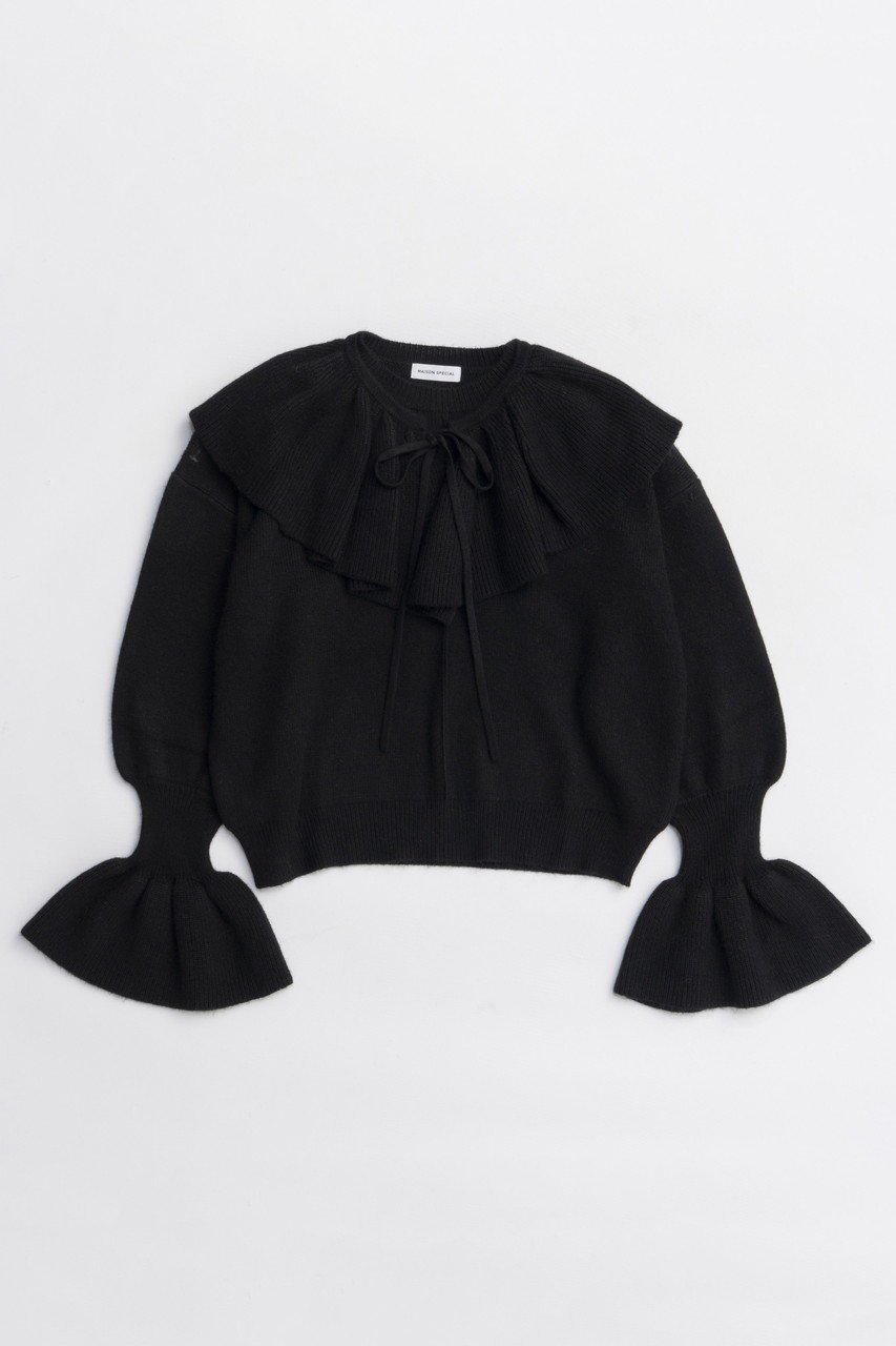 【メゾンスペシャル/MAISON SPECIAL】の2way Ruffle Collar Knit/2WAYラッフルカラーニット 人気、トレンドファッション・服の通販 founy(ファニー) 　ファッション　Fashion　レディースファッション　Fashion for Women　トップス・カットソー　Cut & Sew Tops　ニット　Knit Tops & Sweaters　カジュアルプルオーバー・ニットトップス　Pullovers & Knit Tops / Casual Pullovers　おすすめ　Recommended / Our Picks　シンプル　Simple, Minimal　ジャケット　Jacket, Outerwear　フリル　Frill, Ruffle　ブルゾン　Blouson, Bomber Jacket　新作・新入荷　New Arrivals / New In　畦　Ribbed Knit　 other-1|ID: prp329100004758996 ipo3291000000034434035