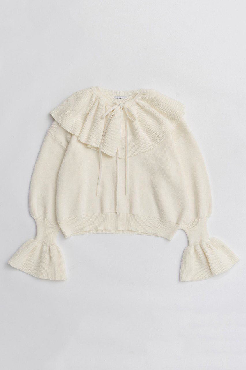 【メゾンスペシャル/MAISON SPECIAL】の2way Ruffle Collar Knit/2WAYラッフルカラーニット インテリア・キッズ・メンズ・レディースファッション・服の通販 founy(ファニー) 　ファッション　Fashion　レディースファッション　Fashion for Women　トップス・カットソー　Cut & Sew Tops　ニット　Knit Tops & Sweaters　カジュアルプルオーバー・ニットトップス　Pullovers & Knit Tops / Casual Pullovers　おすすめ　Recommended / Our Picks　シンプル　Simple, Minimal　ジャケット　Jacket, Outerwear　フリル　Frill, Ruffle　ブルゾン　Blouson, Bomber Jacket　新作・新入荷　New Arrivals / New In　畦　Ribbed Knit　WHT(ホワイト)|ID: prp329100004758996 ipo3291000000034434037