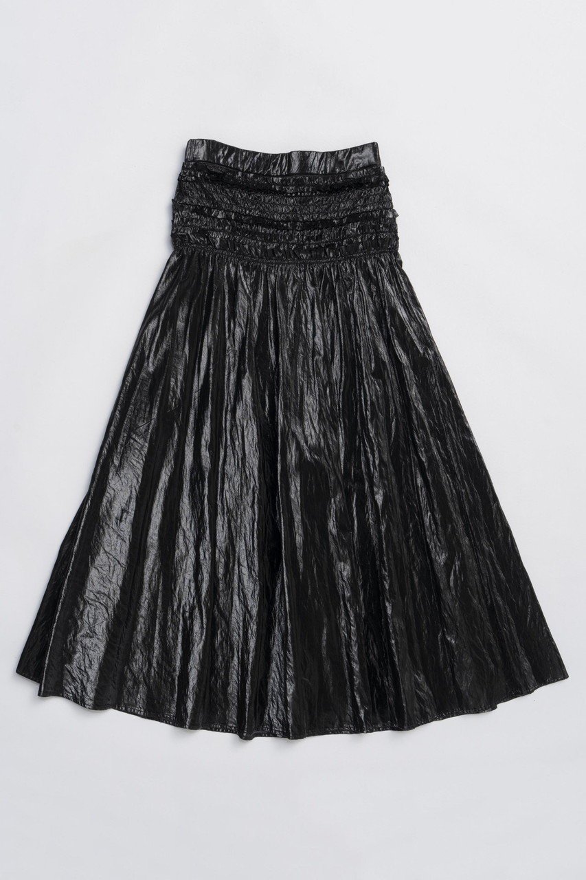 【メゾンスペシャル/MAISON SPECIAL】のMetallic Flare Skirt/メタリックフレアスカート インテリア・キッズ・メンズ・レディースファッション・服の通販 founy(ファニー) ファッション Fashion レディースファッション Fashion for Women スカート Skirts Aライン・フレアスカート A-Line & Flared Skirts ロングスカート Long Skirts / Maxi & Midi Skirts シャーリング Shirring, Ruched フリル Frill, Ruffle フレア Flare, Flared ラグジュアリー Luxury, Elegant ロング Long, Long-Length エレガント 上品 Elegant 新作・新入荷 New Arrivals / New In BLK(ブラック)|ID: prp329100004759008 ipo3291000000034434162