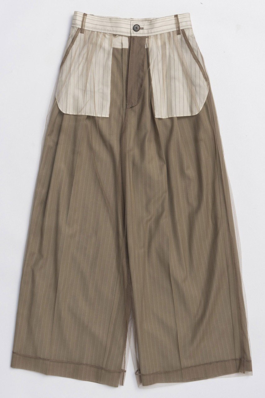 【メゾンスペシャル/MAISON SPECIAL】のTulle Layered Slacks/チュールレイヤードスラックス インテリア・キッズ・メンズ・レディースファッション・服の通販 founy(ファニー) ファッション Fashion レディースファッション Fashion for Women パンツ Pants & Trousers サテン Satin, Glossy Fabric シンプル Simple, Minimal ストライプ Stripe, Striped Pattern スラックス Slacks, Dress Pants チュール Tulip, Tulip Motif デニム Denim, Jeans Material バランス Balance, Style Balance フェミニン Feminine, Girly プリント Print, Printed Pattern ミックス Mix, Mixed Style ワイド Wide, Wide Fit 新作・新入荷 New Arrivals / New In BGE(ベージュ)|ID: prp329100004759019 ipo3291000000034434267