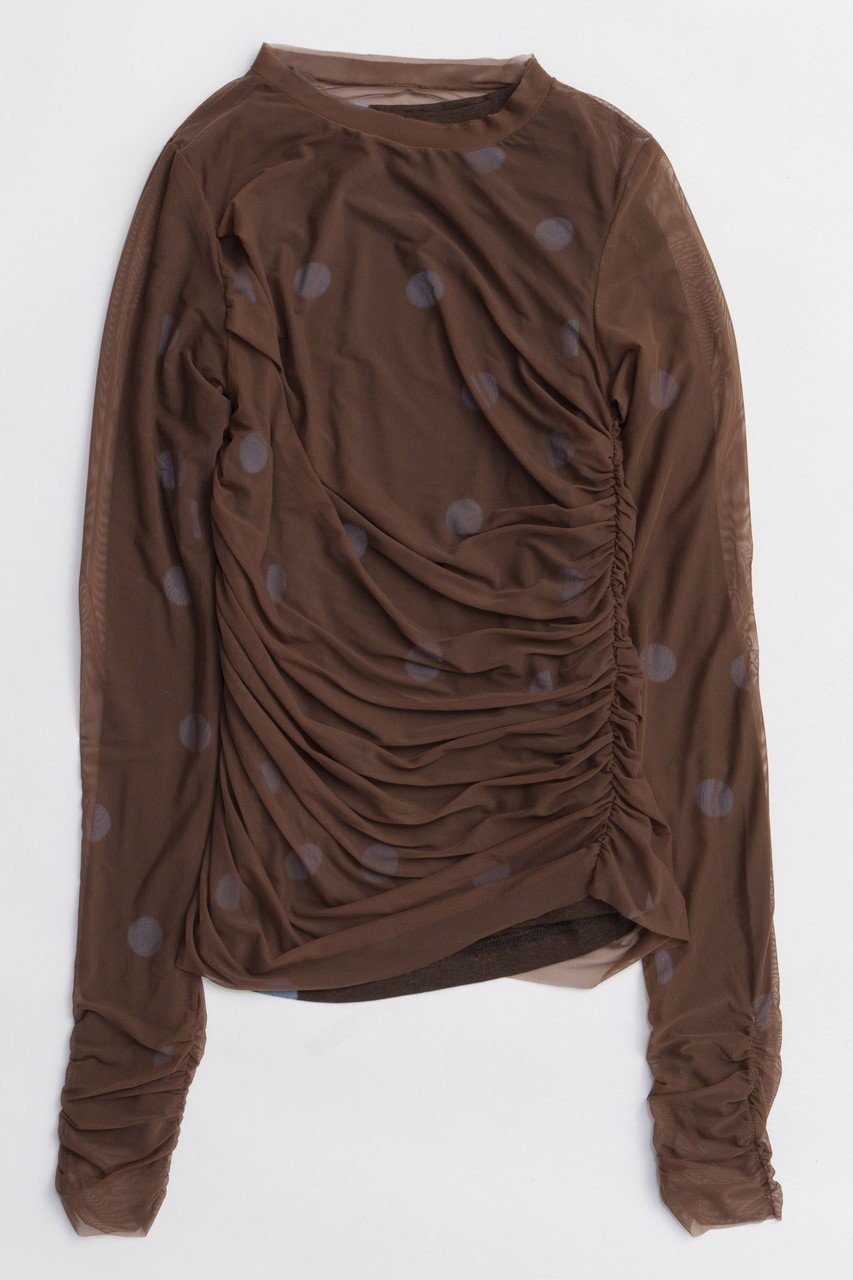 【メゾンスペシャル/MAISON SPECIAL】のSheer Dot Layered Tops/シアードットレイヤードトップス インテリア・キッズ・メンズ・レディースファッション・服の通販 founy(ファニー)  ファッション Fashion レディースファッション Fashion for Women トップス・カットソー Cut & Sew Tops シャツ・ブラウス・オフィスカジュアル Elegant Blouses & Button-Ups ロングTシャツ・Tシャツ Longline T-Shirts & Tees カットソー・ベーシックTシャツ Cut-and-Sewn Tops / Stretch Tees & Basics オケージョン Occasion Wear カットソー Cut and Sewn Top ギャザー Gathered, Ruffled シャーリング Shirring, Ruched スラックス Slacks, Dress Pants スリーブ Sleeve, Long Sleeve / Short Sleeve デニム Denim, Jeans Material トレンド Trend, Trending Now ドット Polka Dot, Dot Pattern フィット Fit, Slim Fit プリント Print, Printed Pattern メッシュ Mesh, Net Fabric ロング Long, Long-Length 新作・新入荷 New Arrivals / New In BRN(ブラウン)|ID: prp329100004759022 ipo3291000000034434297