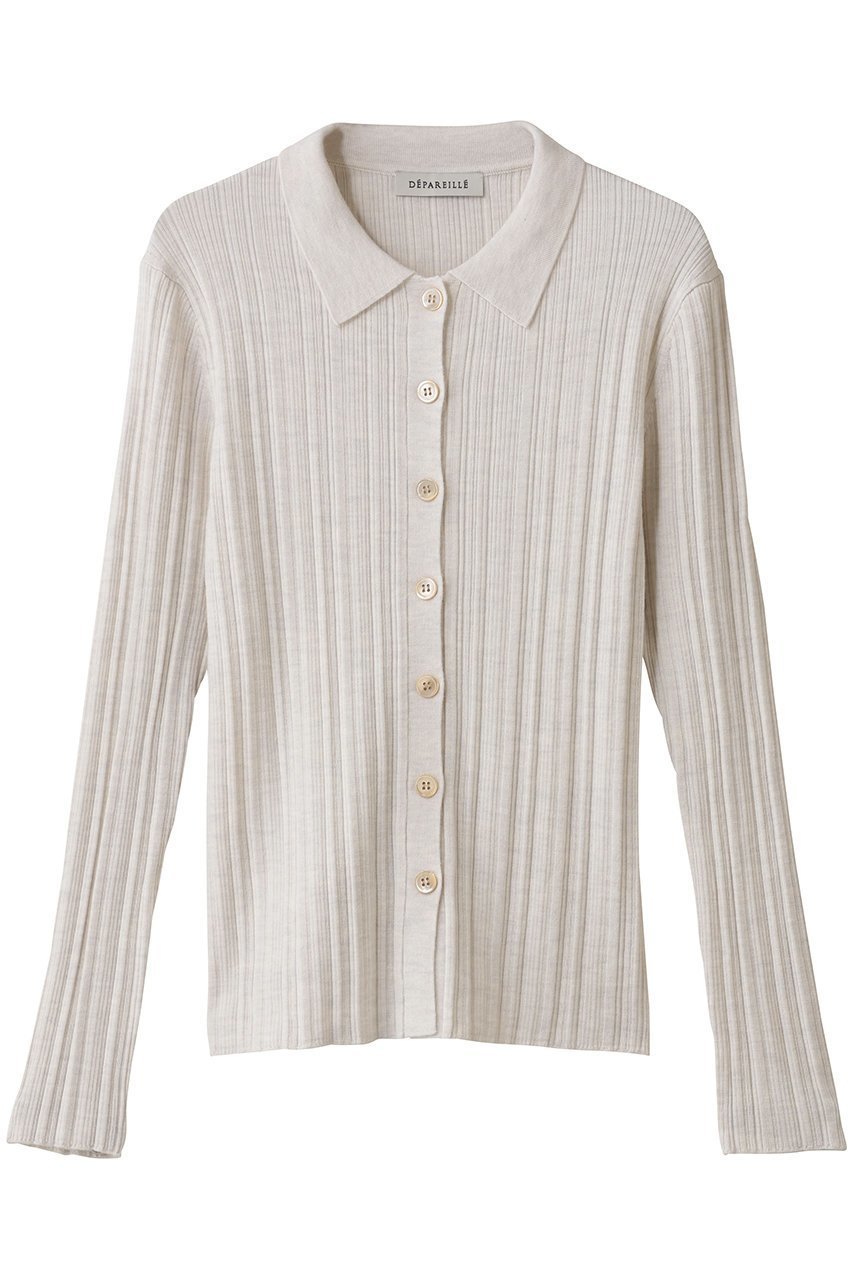 【デパリエ/DEPAREILLE】のハイゲージリブポロカーディガン 人気、トレンドファッション・服の通販 founy(ファニー) 　ファッション　Fashion　レディースファッション　Fashion for Women　トップス・カットソー　Cut & Sew Tops　ニット　Knit Tops & Sweaters　カーディガン・羽織り　Layered Style Cardigans　カーディガン　Cardigan, Knitwear　クラシカル　Classical, Vintage-Inspired　シンプル　Simple, Minimal　スラックス　Slacks, Dress Pants　デニム　Denim, Jeans Material　エレガント 上品　Elegant　新作・新入荷　New Arrivals / New In　 other-1|ID: prp329100004759033 ipo3291000000034434383