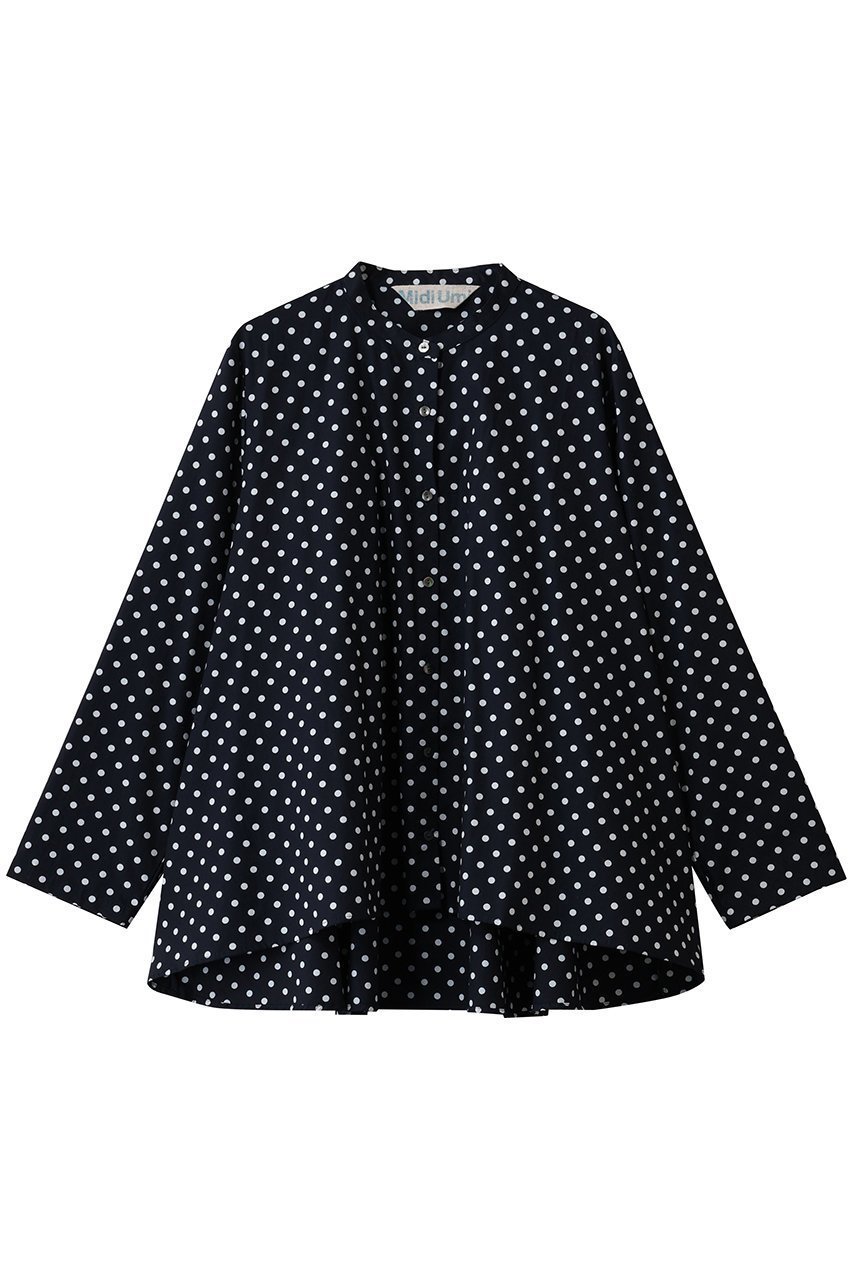 【ミディウミ/MidiUmi】のdots shirt シャツ インテリア・キッズ・メンズ・レディースファッション・服の通販 founy(ファニー) 　ファッション　Fashion　レディースファッション　Fashion for Women　トップス・カットソー　Cut & Sew Tops　シャツ・ブラウス・オフィスカジュアル　Elegant Blouses & Button-Ups　スリーブ　Sleeve, Long Sleeve / Short Sleeve　ドット　Polka Dot, Dot Pattern　マニッシュ　Mannish, Boyish　ロング　Long, Long-Length　ワイド　Wide, Wide Fit　エレガント 上品　Elegant　新作・新入荷　New Arrivals / New In　navy|ID: prp329100004759037 ipo3291000000034434418