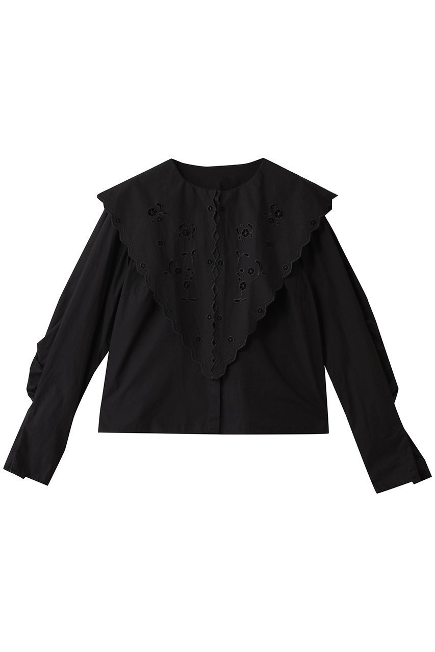 【ハー/HER.】のエンブロイダリーカラーブラウス 人気、トレンドファッション・服の通販 founy(ファニー) 　ファッション　Fashion　レディースファッション　Fashion for Women　トップス・カットソー　Cut & Sew Tops　シャツ・ブラウス・オフィスカジュアル　Elegant Blouses & Button-Ups　カフス　Cuff Design　スリーブ　Sleeve, Long Sleeve / Short Sleeve　フレア　Flare, Flared　ロング　Long, Long-Length　 other-1|ID: prp329100004759875 ipo3291000000035501782