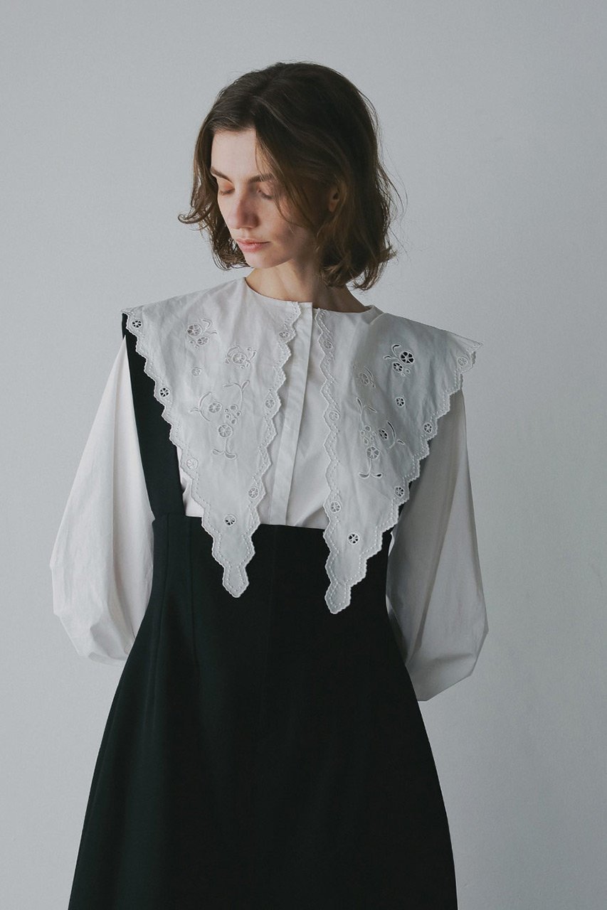 【ハー/HER.】のエンブロイダリーカラーブラウス 人気、トレンドファッション・服の通販 founy(ファニー) 　ファッション　Fashion　レディースファッション　Fashion for Women　トップス・カットソー　Cut & Sew Tops　シャツ・ブラウス・オフィスカジュアル　Elegant Blouses & Button-Ups　カフス　Cuff Design　スリーブ　Sleeve, Long Sleeve / Short Sleeve　フレア　Flare, Flared　ロング　Long, Long-Length　other-7|ID: prp329100004759875 ipo3291000000035501792