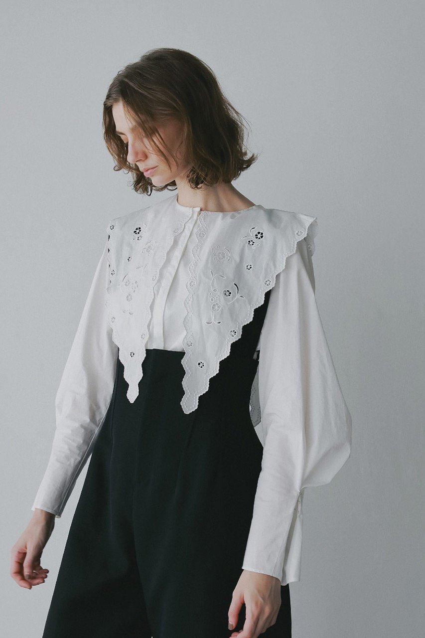 【ハー/HER.】のエンブロイダリーカラーブラウス 人気、トレンドファッション・服の通販 founy(ファニー) 　ファッション　Fashion　レディースファッション　Fashion for Women　トップス・カットソー　Cut & Sew Tops　シャツ・ブラウス・オフィスカジュアル　Elegant Blouses & Button-Ups　カフス　Cuff Design　スリーブ　Sleeve, Long Sleeve / Short Sleeve　フレア　Flare, Flared　ロング　Long, Long-Length　other-8|ID: prp329100004759875 ipo3291000000035501793