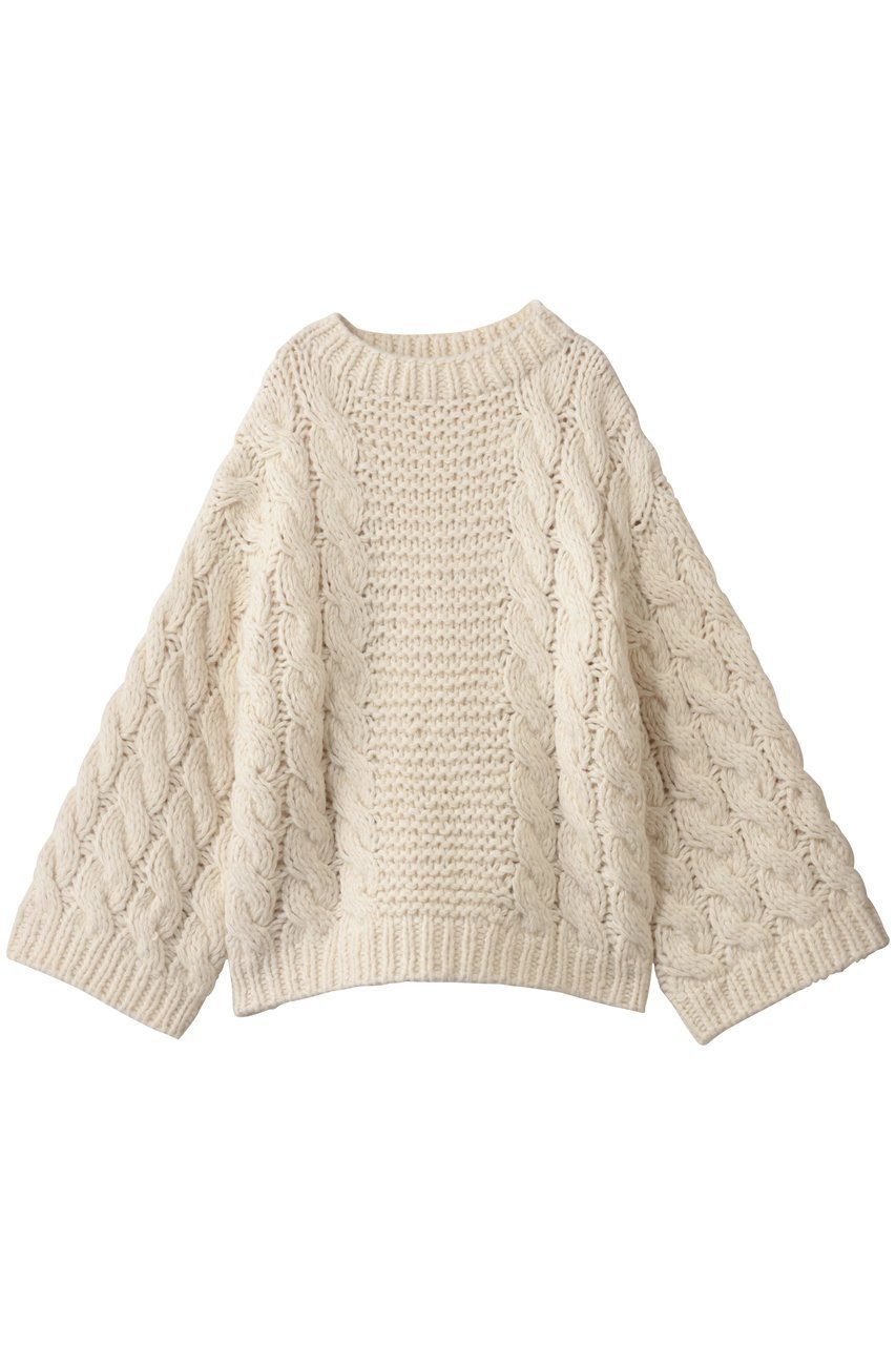 【ハー/HER.】のハンドケーブルニットプルオーバー インテリア・キッズ・メンズ・レディースファッション・服の通販 founy(ファニー) 　ファッション　Fashion　レディースファッション　Fashion for Women　トップス・カットソー　Cut & Sew Tops　ニット　Knit Tops & Sweaters　カジュアルプルオーバー・ニットトップス　Pullovers & Knit Tops / Casual Pullovers　スリーブ　Sleeve, Long Sleeve / Short Sleeve　ハンド　Hand, Handmade　ワイド　Wide, Wide Fit　手編み　Hand-Knitted, Handmade Knit　オフホワイト|ID: prp329100004759876 ipo3291000000035388012