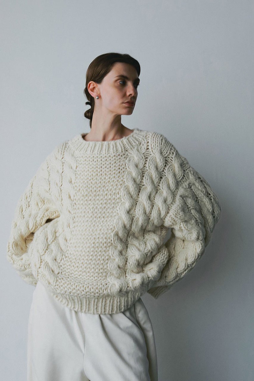 【ハー/HER.】のハンドケーブルニットプルオーバー 人気、トレンドファッション・服の通販 founy(ファニー) 　ファッション　Fashion　レディースファッション　Fashion for Women　トップス・カットソー　Cut & Sew Tops　ニット　Knit Tops & Sweaters　カジュアルプルオーバー・ニットトップス　Pullovers & Knit Tops / Casual Pullovers　スリーブ　Sleeve, Long Sleeve / Short Sleeve　ハンド　Hand, Handmade　ワイド　Wide, Wide Fit　手編み　Hand-Knitted, Handmade Knit　other-7|ID: prp329100004759876 ipo3291000000035388021