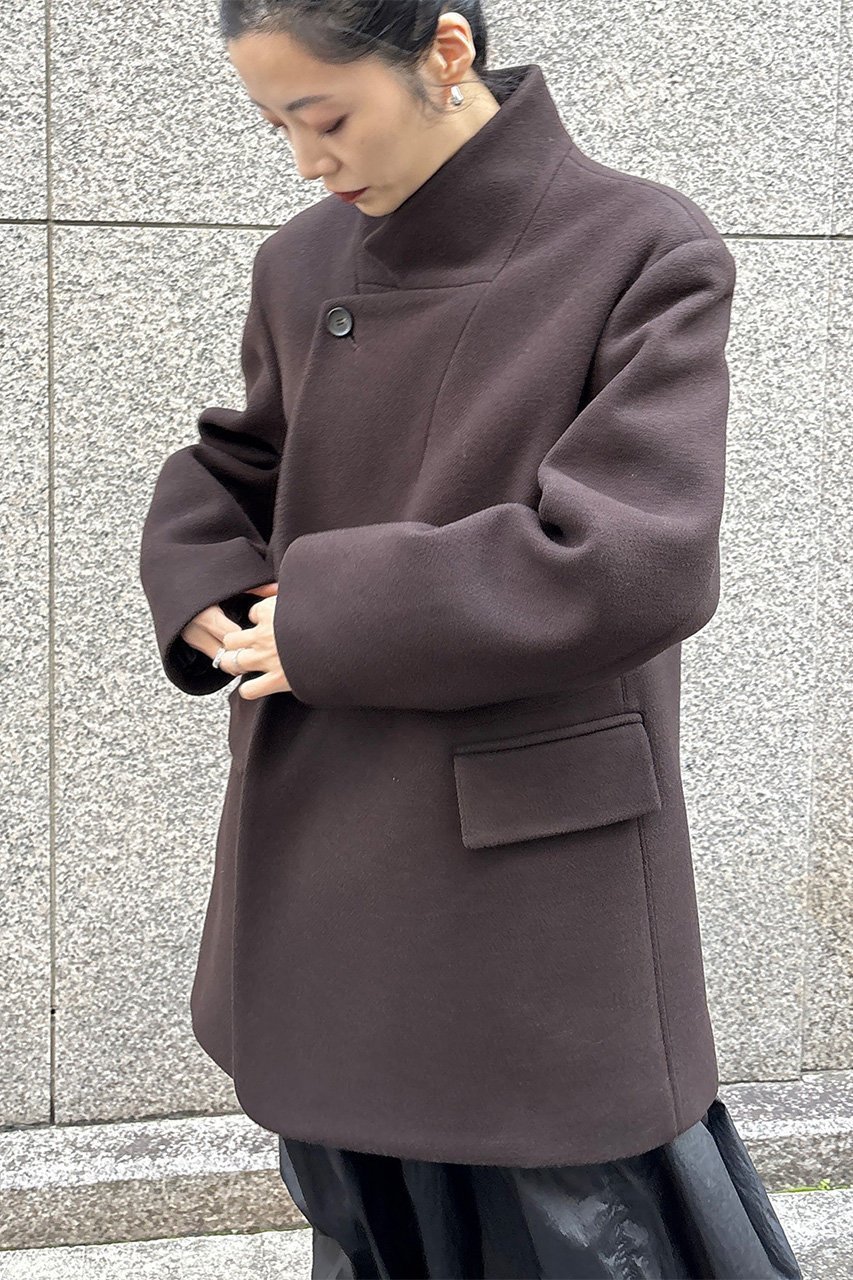 【スタニングルアー/STUNNING LURE】のスタンドカラーメルトンコート 人気、トレンドファッション・服の通販 founy(ファニー) 　ファッション　Fashion　レディースファッション　Fashion for Women　アウター　Coat / Outerwear Collection　コート・ロングコート・ピーコート　Long Coats, Peacoats & More　イタリア　Italy　ショルダー　Shoulder, Shoulder Strap　シンプル　Simple, Minimal　スタンド　Stand Collar, Upright Stand　バランス　Balance, Style Balance　ミドル　Middle Length, Mid Height　ロング　Long, Long-Length　エレガント 上品　Elegant　other-5|ID: prp329100004760535 ipo3291000000034495375