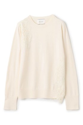 【ベイジ,/BEIGE,】 WILLOW / アシンメトリーレースクルーネックニット人気、トレンドファッション・服の通販 founy(ファニー) ファッション Fashion レディースファッション Fashion for Women トップス・カットソー Cut & Sew Tops ニット Knit Tops & Sweaters カジュアルプルオーバー・ニットトップス Pullovers & Knit Tops / Casual Pullovers アシンメトリー Asymmetrical Style カッティング Cutting Detail デニム Denim, Jeans Material レース Lace, Lace Fabric エレガント 上品 Elegant ビジネス 仕事 通勤 Business / Work / Commuting 新作・新入荷 New Arrivals / New In |ID:prp329100004761685