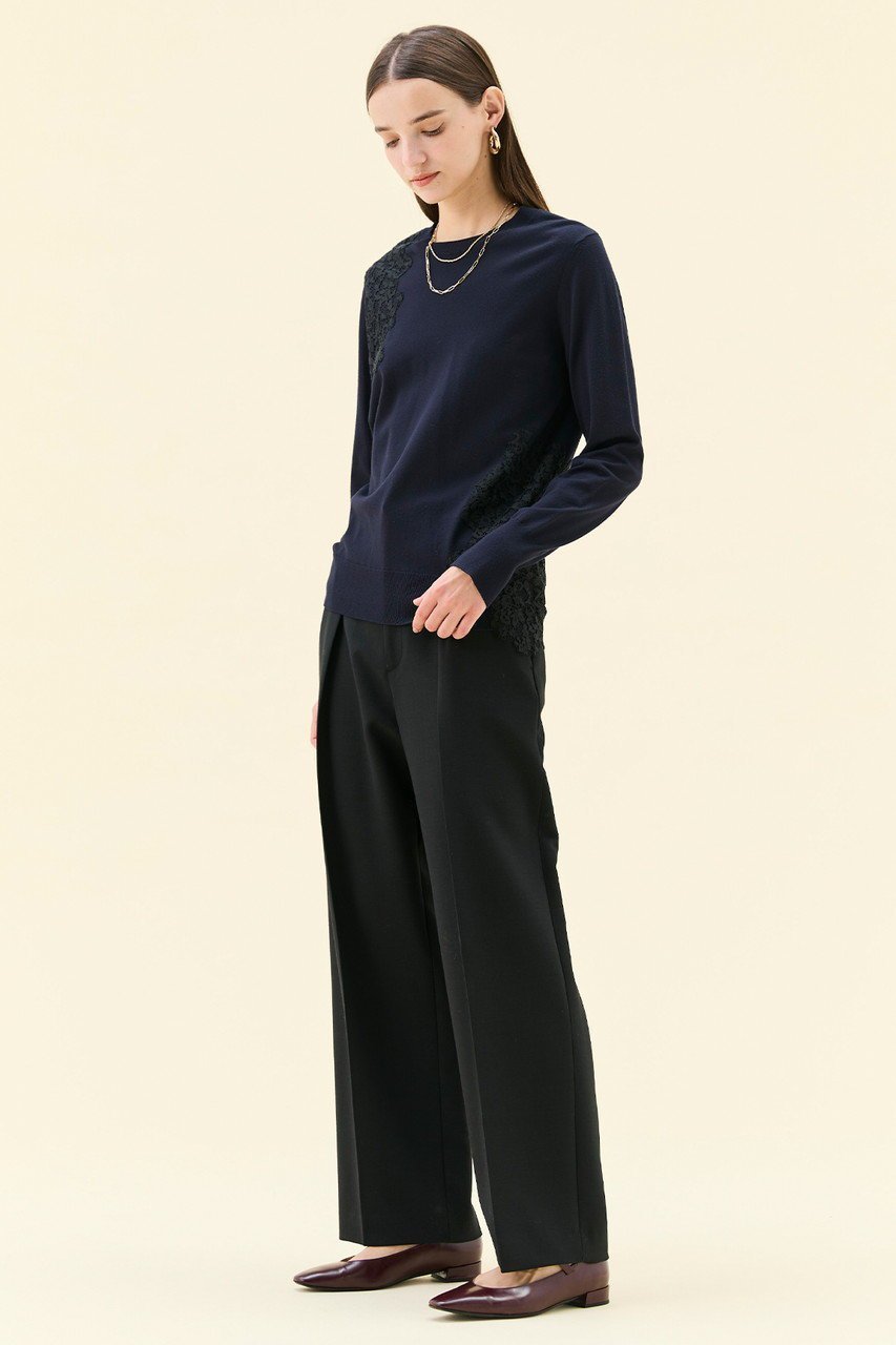 【ベイジ,/BEIGE,】のWILLOW / アシンメトリーレースクルーネックニット 人気、トレンドファッション・服の通販 founy(ファニー) ファッション Fashion レディースファッション Fashion for Women トップス・カットソー Cut & Sew Tops ニット Knit Tops & Sweaters カジュアルプルオーバー・ニットトップス Pullovers & Knit Tops / Casual Pullovers アシンメトリー Asymmetrical Style カッティング Cutting Detail デニム Denim, Jeans Material レース Lace, Lace Fabric エレガント 上品 Elegant ビジネス 仕事 通勤 Business / Work / Commuting 新作・新入荷 New Arrivals / New In other-2|ID: prp329100004761685 ipo3291000000034461360