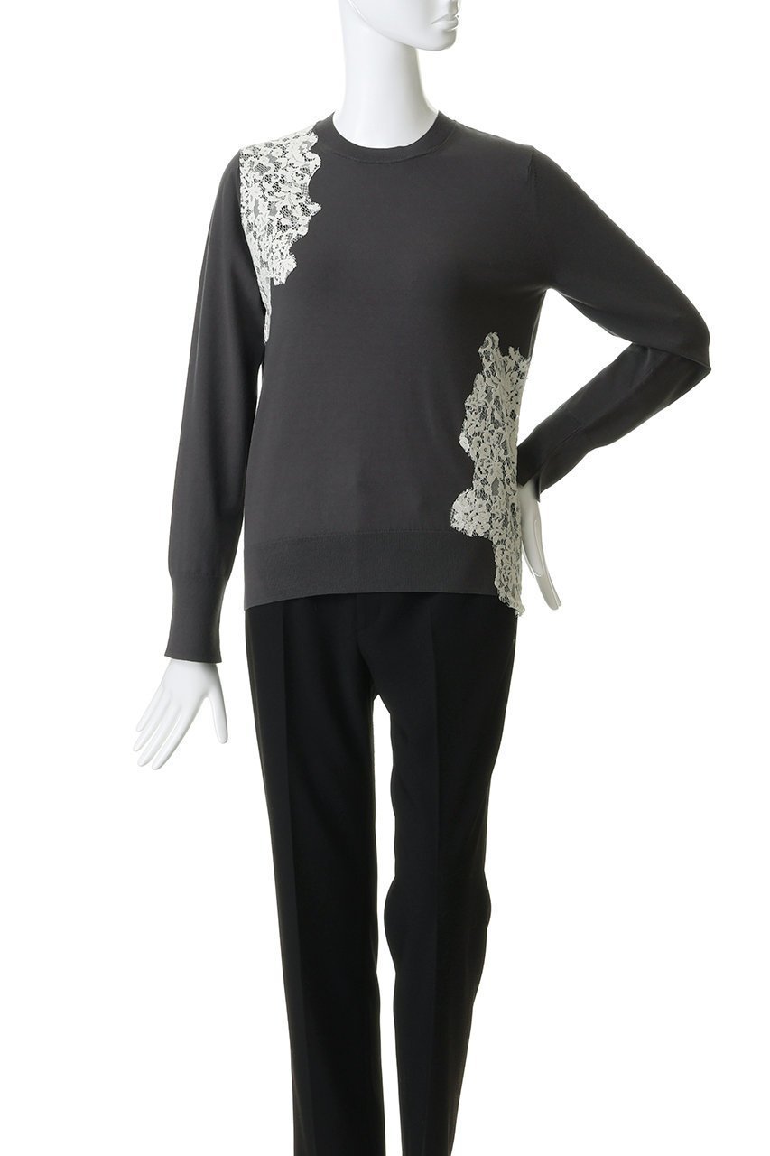 【ベイジ,/BEIGE,】のWILLOW / アシンメトリーレースクルーネックニット 人気、トレンドファッション・服の通販 founy(ファニー) 　ファッション　Fashion　レディースファッション　Fashion for Women　トップス・カットソー　Cut & Sew Tops　ニット　Knit Tops & Sweaters　カジュアルプルオーバー・ニットトップス　Pullovers & Knit Tops / Casual Pullovers　アシンメトリー　Asymmetrical Style　カッティング　Cutting Detail　デニム　Denim, Jeans Material　レース　Lace, Lace Fabric　エレガント 上品　Elegant　ビジネス 仕事 通勤　Business / Work / Commuting　other-2|ID: prp329100004761685 ipo3291000000035294458