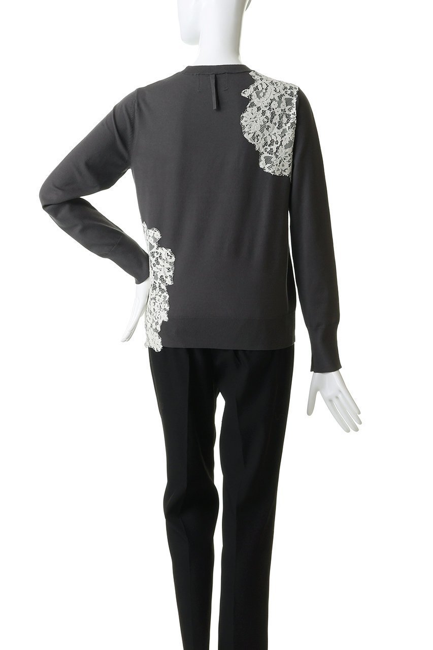 【ベイジ,/BEIGE,】のWILLOW / アシンメトリーレースクルーネックニット 人気、トレンドファッション・服の通販 founy(ファニー) 　ファッション　Fashion　レディースファッション　Fashion for Women　トップス・カットソー　Cut & Sew Tops　ニット　Knit Tops & Sweaters　カジュアルプルオーバー・ニットトップス　Pullovers & Knit Tops / Casual Pullovers　アシンメトリー　Asymmetrical Style　カッティング　Cutting Detail　デニム　Denim, Jeans Material　レース　Lace, Lace Fabric　エレガント 上品　Elegant　ビジネス 仕事 通勤　Business / Work / Commuting　other-4|ID: prp329100004761685 ipo3291000000035294460