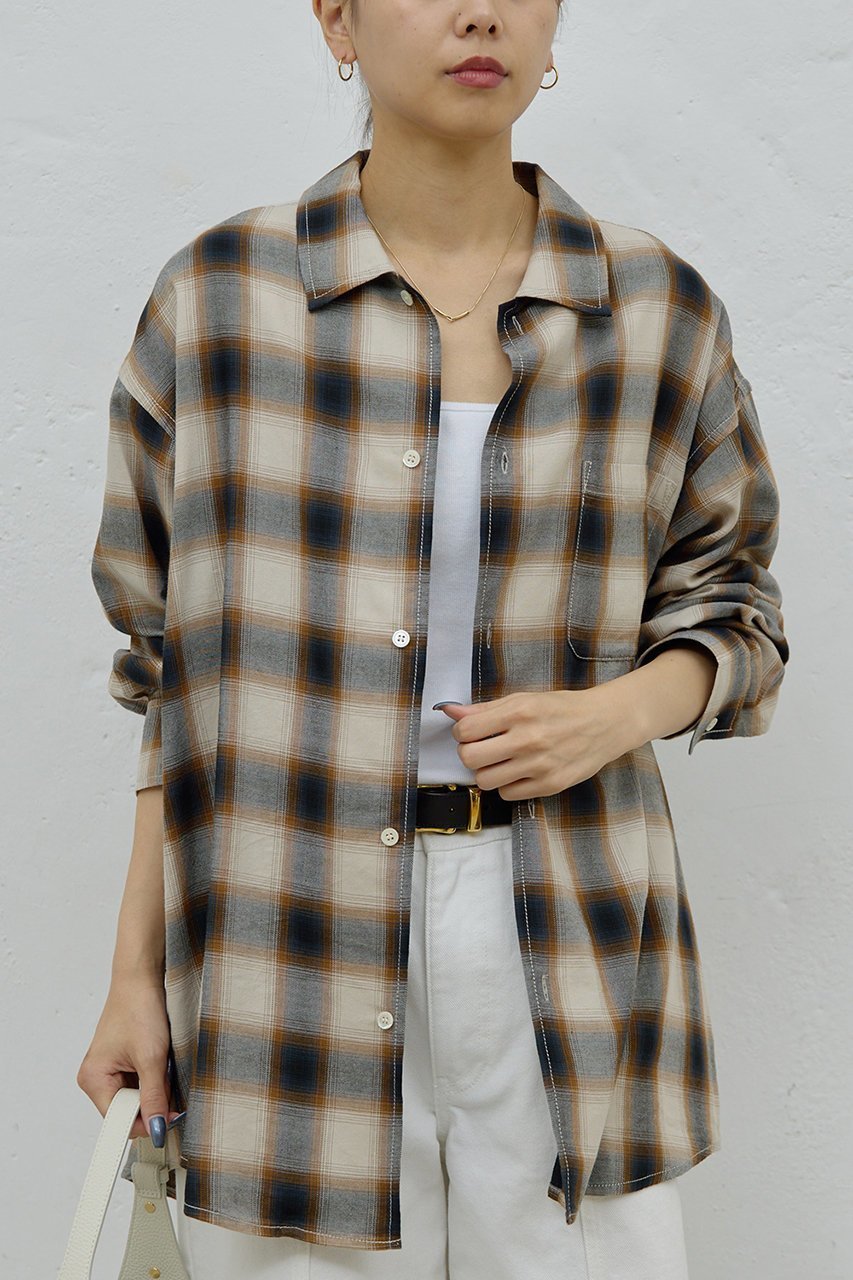 【ガリャルダガランテ/GALLARDAGALANTE】のオンブレチェックシャツ 人気、トレンドファッション・服の通販 founy(ファニー) 　ファッション　Fashion　レディースファッション　Fashion for Women　トップス・カットソー　Cut & Sew Tops　シャツ・ブラウス・オフィスカジュアル　Elegant Blouses & Button-Ups　ジャケット　Jacket, Outerwear　スリーブ　Sleeve, Long Sleeve / Short Sleeve　チェック　Check, Plaid, Tartan　トレンド　Trend, Trending Now　ロング　Long, Long-Length　エレガント 上品　Elegant　新作・新入荷　New Arrivals / New In　other-5|ID: prp329100004761764 ipo3291000000034461887
