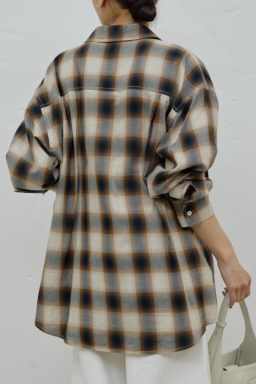 【ガリャルダガランテ/GALLARDAGALANTE】のオンブレチェックシャツ 人気、トレンドファッション・服の通販 founy(ファニー) 　ファッション　Fashion　レディースファッション　Fashion for Women　トップス・カットソー　Cut & Sew Tops　シャツ・ブラウス・オフィスカジュアル　Elegant Blouses & Button-Ups　ジャケット　Jacket, Outerwear　スリーブ　Sleeve, Long Sleeve / Short Sleeve　チェック　Check, Plaid, Tartan　トレンド　Trend, Trending Now　ロング　Long, Long-Length　エレガント 上品　Elegant　新作・新入荷　New Arrivals / New In　other-7|ID: prp329100004761764 ipo3291000000034461889