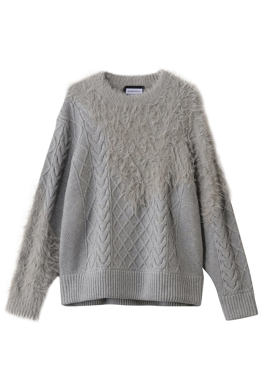 【メゾンスペシャル/MAISON SPECIAL】の【UNISEX】ケーブルシャギーMIXクルーニット インテリア・キッズ・メンズ・レディースファッション・服の通販 founy(ファニー) 　ファッション　Fashion　レディースファッション　Fashion for Women　トップス・カットソー　Cut & Sew Tops　ニット　Knit Tops & Sweaters　カジュアルプルオーバー・ニットトップス　Pullovers & Knit Tops / Casual Pullovers　ユニセックス　Unisex, Genderless　ショルダー　Shoulder, Shoulder Strap　シンプル　Simple, Minimal　ドロップ　Drop Shoulder, Dropped Style　ボトム　Bottoms, Lower Wear　ミックス　Mix, Mixed Style　GRY(グレー)|ID: prp329100004761772 ipo3291000000036068011