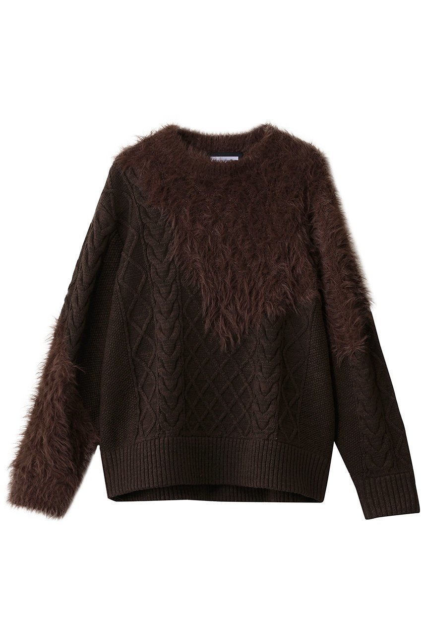【メゾンスペシャル/MAISON SPECIAL】の【UNISEX】ケーブルシャギーMIXクルーニット インテリア・キッズ・メンズ・レディースファッション・服の通販 founy(ファニー) 　ファッション　Fashion　レディースファッション　Fashion for Women　トップス・カットソー　Cut & Sew Tops　ニット　Knit Tops & Sweaters　カジュアルプルオーバー・ニットトップス　Pullovers & Knit Tops / Casual Pullovers　ユニセックス　Unisex, Genderless　ショルダー　Shoulder, Shoulder Strap　シンプル　Simple, Minimal　ドロップ　Drop Shoulder, Dropped Style　ボトム　Bottoms, Lower Wear　ミックス　Mix, Mixed Style　BRN(ブラウン)|ID: prp329100004761772 ipo3291000000036068012
