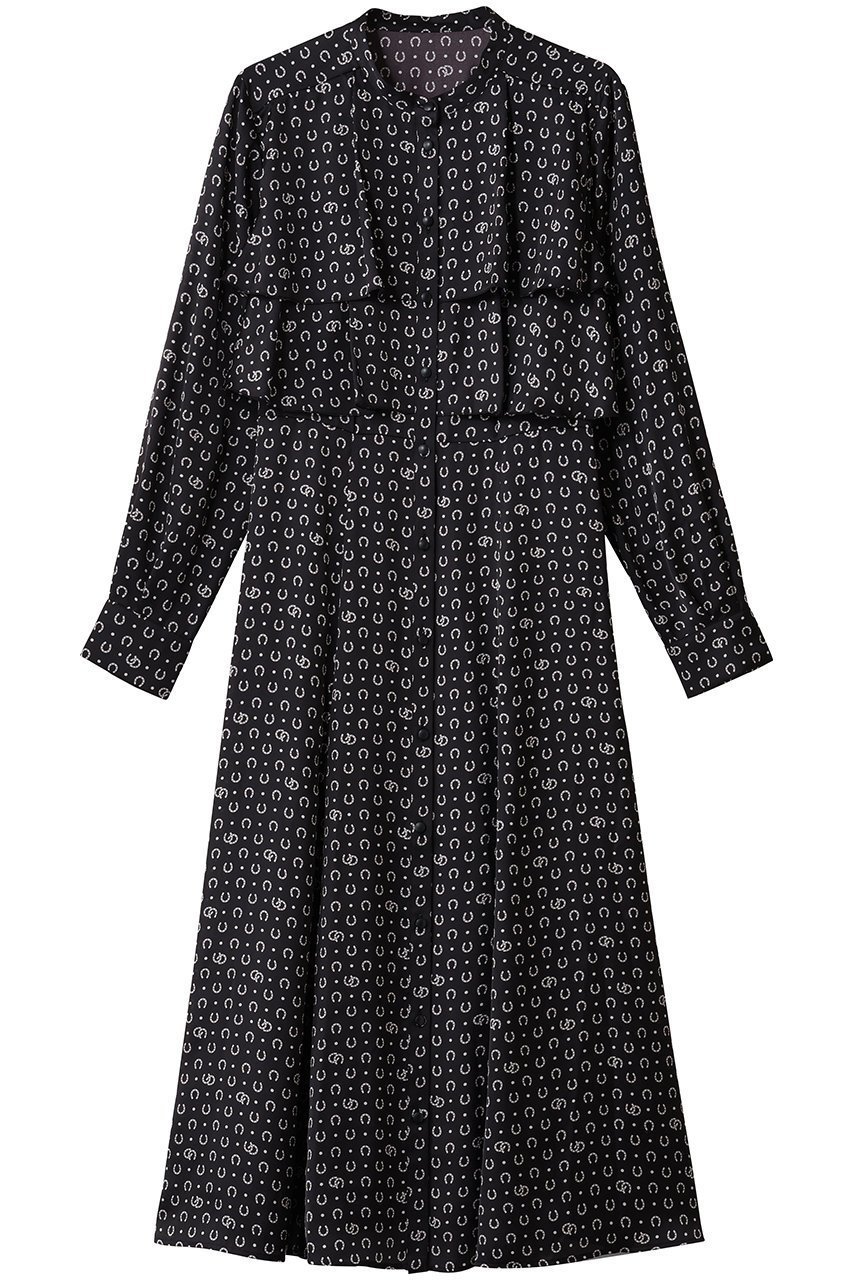 【アナイ/ANAYI】のホースシューPTフリルワンピース インテリア・キッズ・メンズ・レディースファッション・服の通販 founy(ファニー) ファッション Fashion レディースファッション Fashion for Women ワンピース Dresses チュニック Tunic Tops & Dresses スリーブ Sleeve, Long Sleeve / Short Sleeve チュニック Tunic, Long Top ドット Polka Dot, Dot Pattern フリル Frill, Ruffle フレア Flare, Flared プリント Print, Printed Pattern ロング Long, Long-Length エレガント 上品 Elegant 新作・新入荷 New Arrivals / New In ブラック|ID: prp329100004761780 ipo3291000000034461995