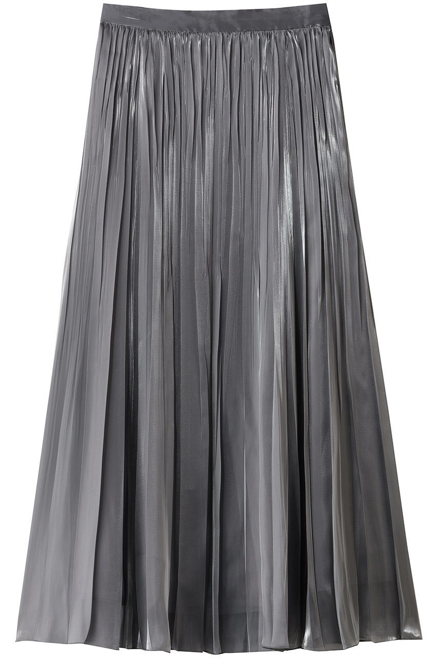 【プルミエ アロンディスモン/1er Arrondissement】のブライトシャンブレープリーツスカート インテリア・キッズ・メンズ・レディースファッション・服の通販 founy(ファニー) 　ファッション　Fashion　レディースファッション　Fashion for Women　スカート　Skirts　プリーツスカート / 上品フェミニンスタイル　Pleated Skirts　ロングスカート　Long Skirts / Maxi & Midi Skirts　オーガンジー　Organza Fabric　シャイニー　Shiny, Glossy Finish　プリーツ　Pleats, Pleated　ロング　Long, Long-Length　新作・新入荷　New Arrivals / New In　シルバー|ID: prp329100004761786 ipo3291000000034462035