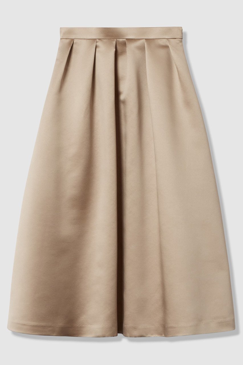 【アルアバイル/allureville】の【LOULOU WILLOUGHBY】ヘビーサテンタックスカート インテリア・キッズ・メンズ・レディースファッション・服の通販 founy(ファニー) 　ファッション　Fashion　レディースファッション　Fashion for Women　スカート　Skirts　ロングスカート　Long Skirts / Maxi & Midi Skirts　サテン　Satin, Glossy Fabric　シンプル　Simple, Minimal　ロング　Long, Long-Length　エレガント 上品　Elegant　冬　Winter / This Winter　ベージュ|ID: prp329100004761790 ipo3291000000035350777