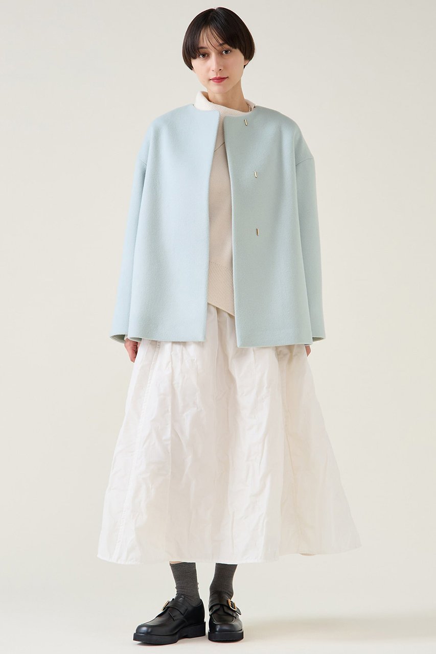 【マルティニーク/martinique】のノーカラーコート 人気、トレンドファッション・服の通販 founy(ファニー) 　ファッション　Fashion　レディースファッション　Fashion for Women　アウター　Coat / Outerwear Collection　コート・ロングコート・ピーコート　Long Coats, Peacoats & More　イタリア　Italy　春　Spring　ショート　Short, Short Length　ジャカード／ジャガード　Jacquard, Woven Pattern　ストール　Stole, Wrap　センター　Center, Center Line　なめらか　Smooth, Silky Texture　フロント　Front, Front Design　プリーツ　Pleats, Pleated　マフラー　Scarf, Muffler　モダン　Modern, Contemporary　S/S・春夏　SS, Spring/Summer, Warm Season　再入荷　Restock / Back in Stock　おすすめ　Recommended / Our Picks　夏　Summer　エレガント 上品　Elegant　ホリデーシーズン　Holiday Season　2026年　2026　other-4|ID: prp329100004761815 ipo3291000000035593911