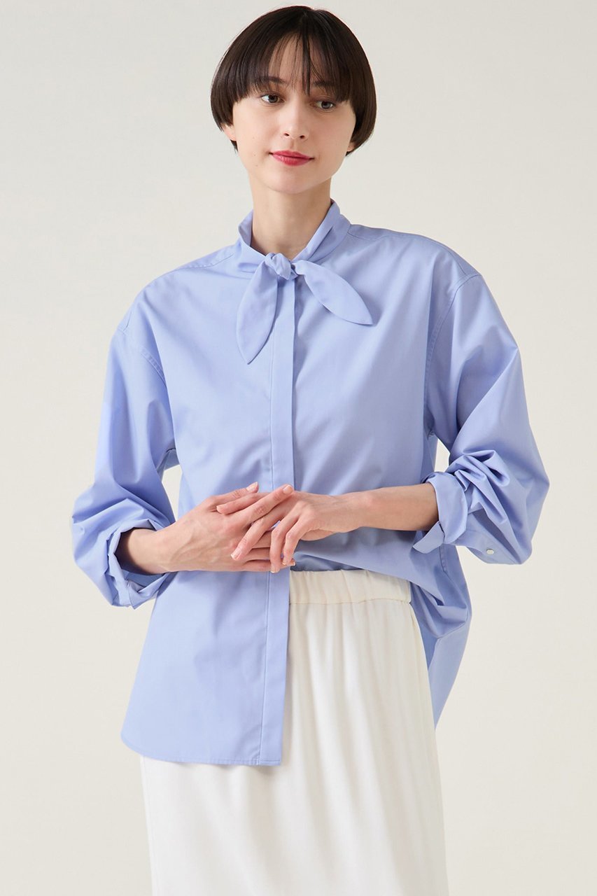 【マルティニーク/martinique】のハイカウントTCブロードシャツ インテリア・キッズ・メンズ・レディースファッション・服の通販 founy(ファニー) 　ファッション　Fashion　レディースファッション　Fashion for Women　トップス・カットソー　Cut & Sew Tops　シャツ・ブラウス・オフィスカジュアル　Elegant Blouses & Button-Ups　2025年　2025　2025-2026秋冬・A/W　Autumn/Winter 2025–26 AW25–26　おすすめ　Recommended / Our Picks　スカーフ　Scarf, Neckwear　スリーブ　Sleeve, Long Sleeve / Short Sleeve　ブロード　Broadcloth, Fine Cotton　ロング　Long, Long-Length　今季　This Season, Current Season　A/W・秋冬　Autumn/Winter　サックス|ID: prp329100004761817 ipo3291000000034462233