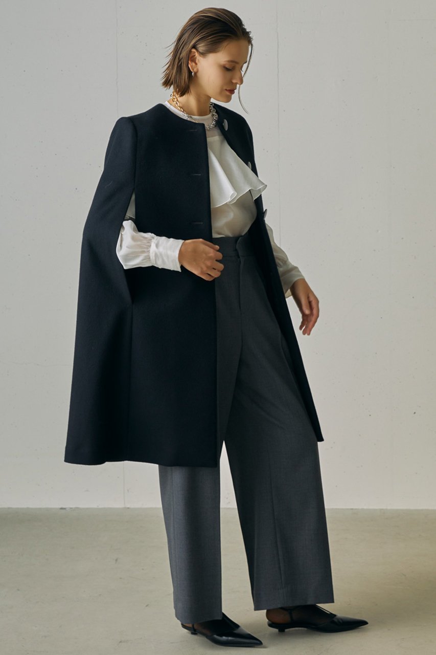 【ジェイドット/j.】のメルトンウールケープコート 人気、トレンドファッション・服の通販 founy(ファニー) 　ファッション　Fashion　レディースファッション　Fashion for Women　アウター　Coat / Outerwear Collection　コート・ロングコート・ピーコート　Long Coats, Peacoats & More　なめらか　Smooth, Silky Texture　インナー　Innerwear　エレガント 上品　Elegant　クラシック　Classic, Timeless Style　スマート　Smart, Elegant　スリット　Slit, Slit Detail　モダン　Modern, Contemporary　ロング　Long, Long-Length　新作・新入荷　New Arrivals / New In　other-3|ID: prp329100004761829 ipo3291000000034462331