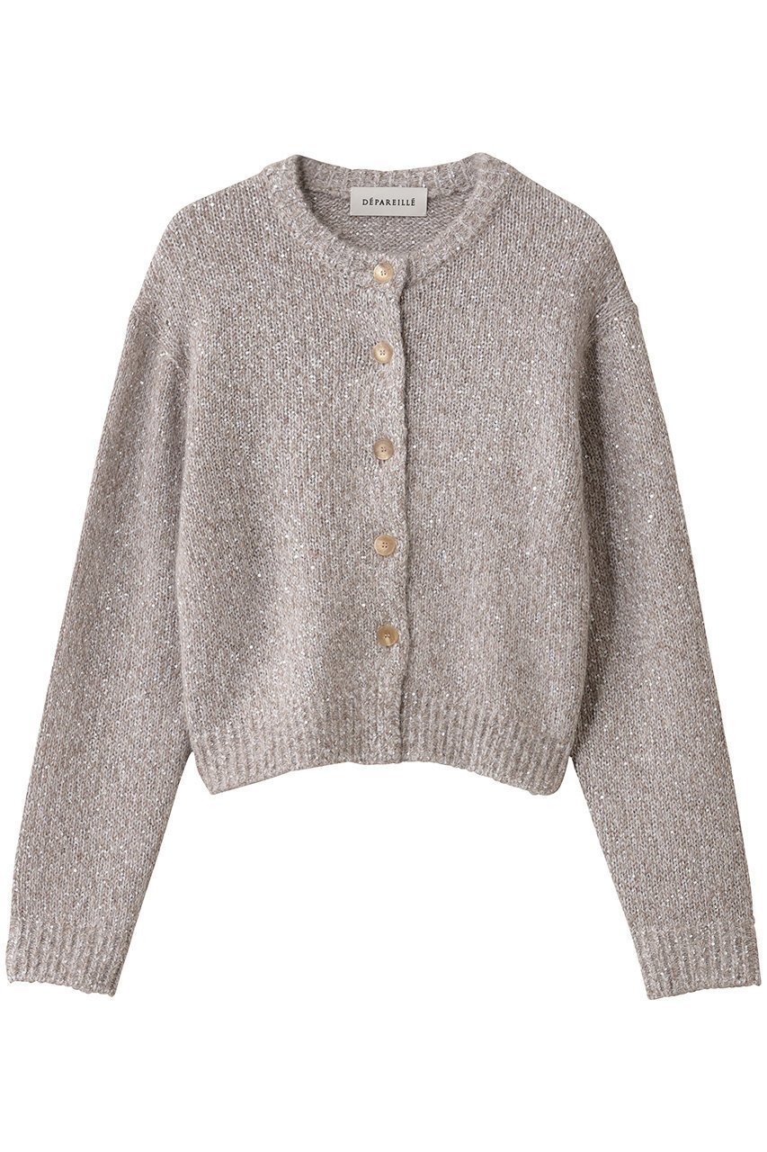 【デパリエ/DEPAREILLE】のシークインローゲージリブカーディガン インテリア・キッズ・メンズ・レディースファッション・服の通販 founy(ファニー) 　ファッション　Fashion　レディースファッション　Fashion for Women　トップス・カットソー　Cut & Sew Tops　ニット　Knit Tops & Sweaters　カーディガン・羽織り　Layered Style Cardigans　カーディガン　Cardigan, Knitwear　コンパクト　Compact, Small Size　スパンコール　Sequins, Sequin Embellishment　トレンド　Trend, Trending Now　ベーシック　Basic, Essential　グレージュ|ID: prp329100004761840 ipo3291000000035501931