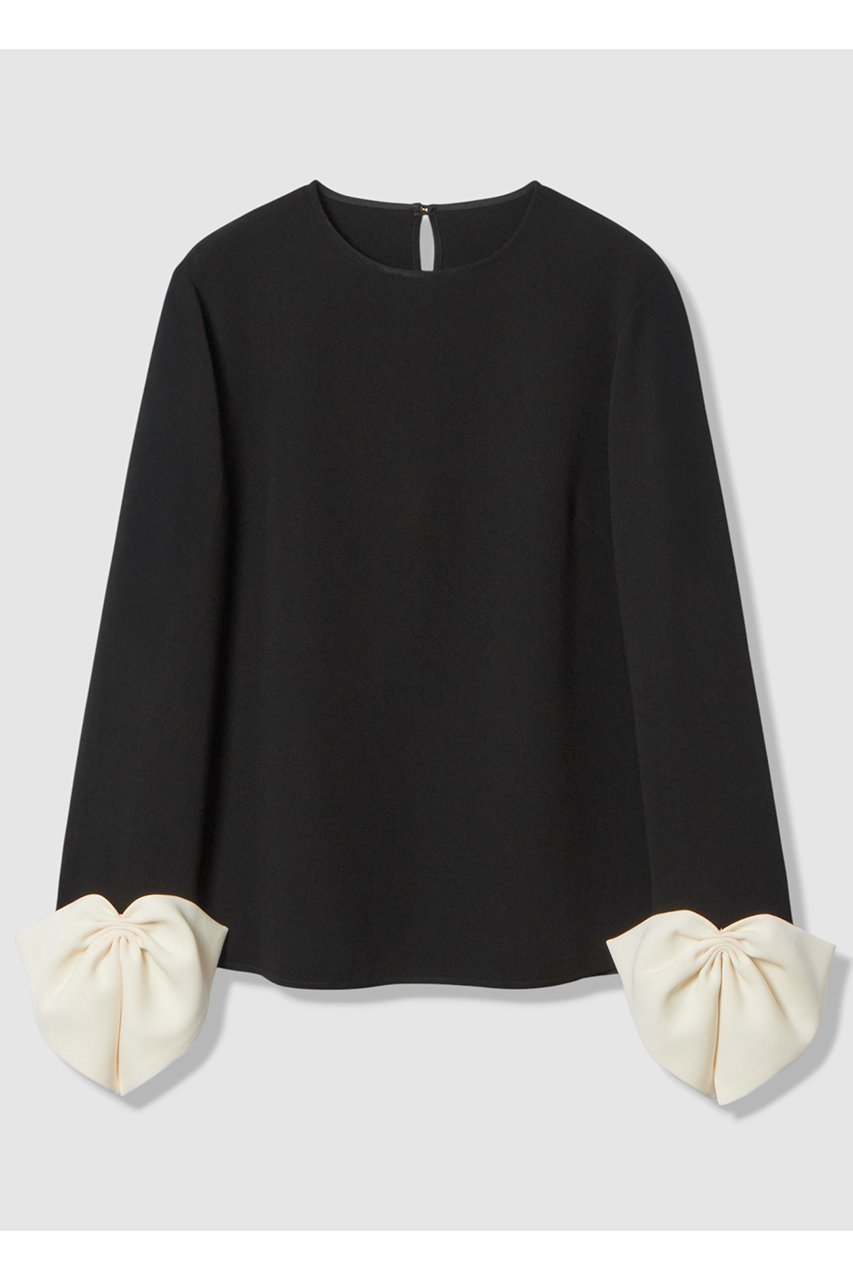 【アルアバイル/allureville】の【LOULOU WILLOUGHBY】ダブルクロス袖リボンブラウス インテリア・キッズ・メンズ・レディースファッション・服の通販 founy(ファニー) ファッション Fashion レディースファッション Fashion for Women トップス・カットソー Cut & Sew Tops シャツ・ブラウス・オフィスカジュアル Elegant Blouses & Button-Ups 2025年 2025 2025-2026秋冬・A/W Autumn/Winter 2025–26 AW25–26 シンプル Simple, Minimal スリーブ Sleeve, Long Sleeve / Short Sleeve ダブル Double, Double-Breasted バランス Balance, Style Balance リボン Ribbon, Bow ロング Long, Long-Length エレガント 上品 Elegant A/W・秋冬 Autumn/Winter ブラック系|ID: prp329100004761859 ipo3291000000034462525
