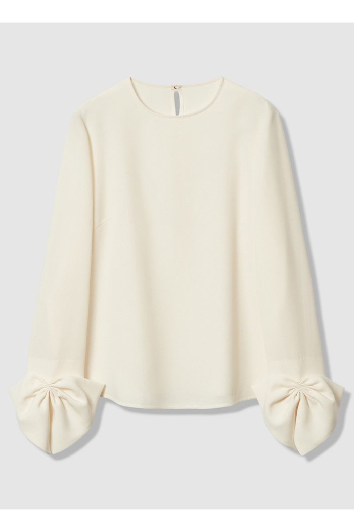 【アルアバイル/allureville】の【LOULOU WILLOUGHBY】ダブルクロス袖リボンブラウス インテリア・キッズ・メンズ・レディースファッション・服の通販 founy(ファニー) https://founy.com/ ファッション Fashion レディースファッション Fashion for Women トップス・カットソー Cut & Sew Tops シャツ・ブラウス・オフィスカジュアル Elegant Blouses & Button-Ups シンプル Simple, Minimal スリーブ Sleeve, Long Sleeve / Short Sleeve ダブル Double, Double-Breasted バランス Balance, Style Balance リボン Ribbon, Bow ロング Long, Long-Length エレガント 上品 Elegant |ID: prp329100004761859 ipo3291000000035501960