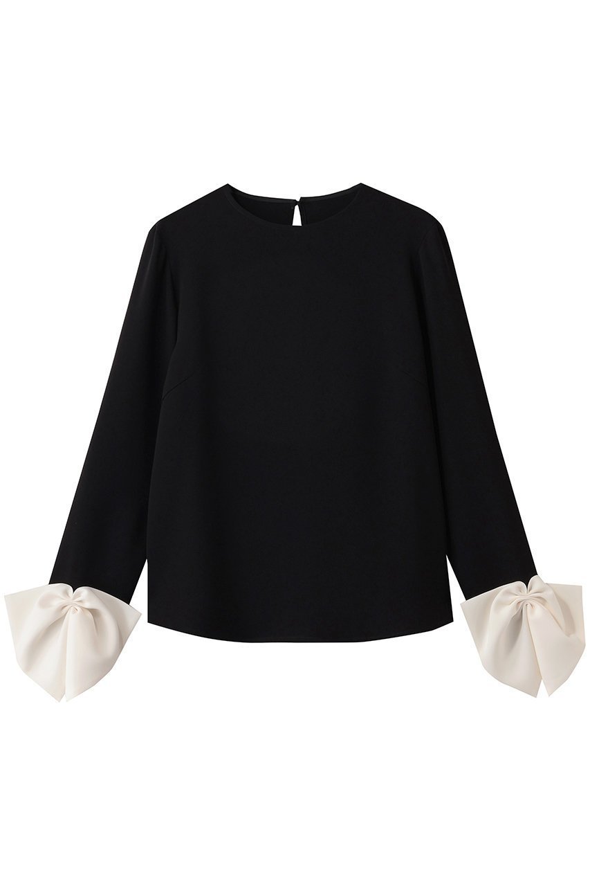 【アルアバイル/allureville】の【LOULOU WILLOUGHBY】ダブルクロス袖リボンブラウス インテリア・キッズ・メンズ・レディースファッション・服の通販 founy(ファニー) 　ファッション　Fashion　レディースファッション　Fashion for Women　トップス・カットソー　Cut & Sew Tops　シャツ・ブラウス・オフィスカジュアル　Elegant Blouses & Button-Ups　2026年　2026　シンプル　Simple, Minimal　スリーブ　Sleeve, Long Sleeve / Short Sleeve　ダブル　Double, Double-Breasted　バランス　Balance, Style Balance　リボン　Ribbon, Bow　ロング　Long, Long-Length　エレガント 上品　Elegant　夏　Summer　春　Spring　S/S・春夏　SS, Spring/Summer, Warm Season　ブラック系|ID: prp329100004761859 ipo3291000000035501963