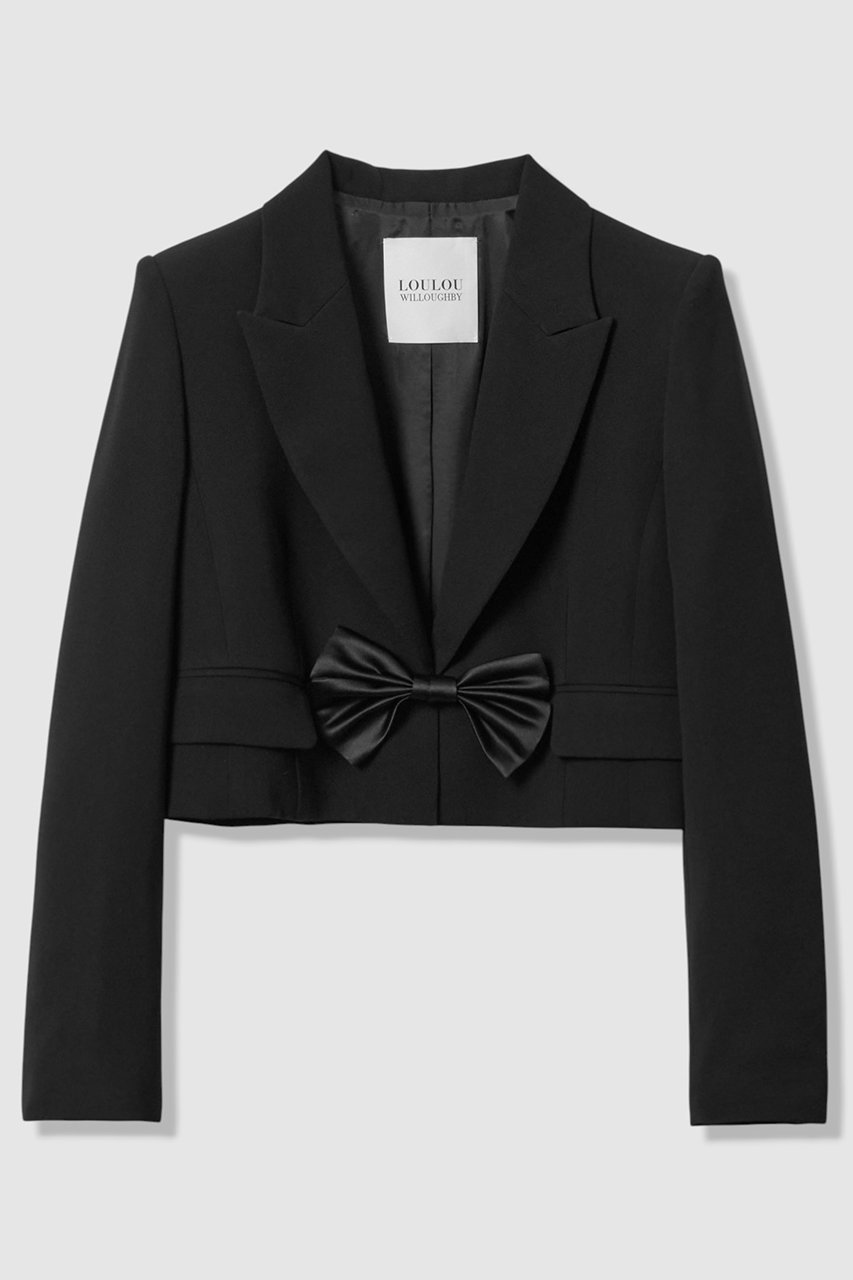 【アルアバイル/allureville】の【LOULOU WILLOUGHBY】ダブルクロスショートジャケット インテリア・キッズ・メンズ・レディースファッション・服の通販 founy(ファニー) 　ファッション　Fashion　レディースファッション　Fashion for Women　アウター　Coat / Outerwear Collection　レディースジャケット・軽アウター　Jackets　おすすめ　Recommended / Our Picks　ショート　Short, Short Length　ジャケット　Jacket, Outerwear　セットアップ　Set-Up, Coordinated Outfit　ダブル　Double, Double-Breasted　フロント　Front, Front Design　リボン　Ribbon, Bow　ブラック|ID: prp329100004761861 ipo3291000000036068231