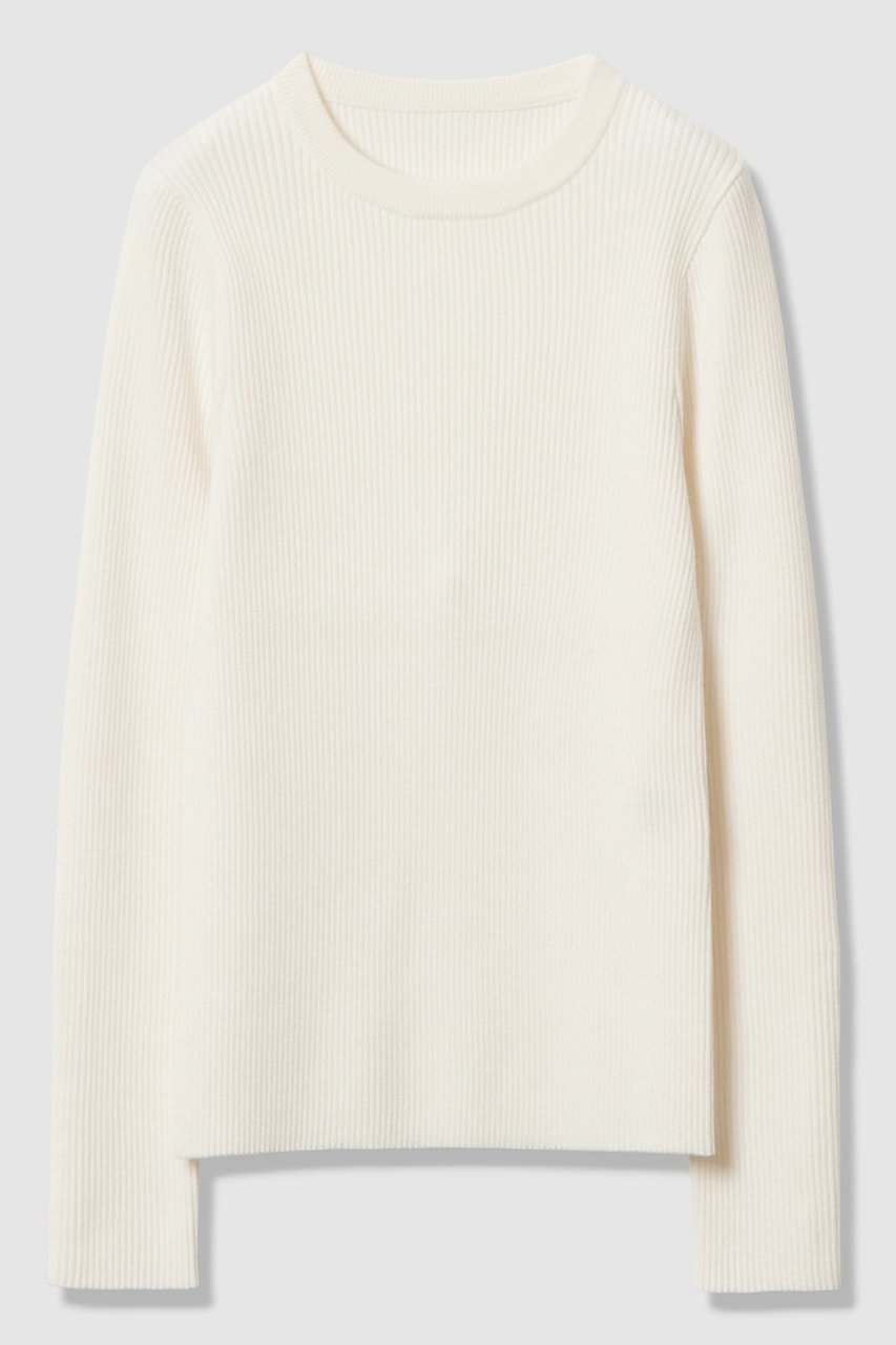 【アルアバイル/allureville】の【LOULOU WILLOUGHBY】フリルスリットプルオーバー インテリア・キッズ・メンズ・レディースファッション・服の通販 founy(ファニー) 　ファッション　Fashion　レディースファッション　Fashion for Women　トップス・カットソー　Cut & Sew Tops　ニット　Knit Tops & Sweaters　カジュアルプルオーバー・ニットトップス　Pullovers & Knit Tops / Casual Pullovers　2025年　2025　2025-2026秋冬・A/W　Autumn/Winter 2025–26 AW25–26　シンプル　Simple, Minimal　スリット　Slit, Slit Detail　フリル　Frill, Ruffle　リブニット　Rib Knit, Ribbed Knit　エレガント 上品　Elegant　A/W・秋冬　Autumn/Winter　オフホワイト|ID: prp329100004761862 ipo3291000000034462556