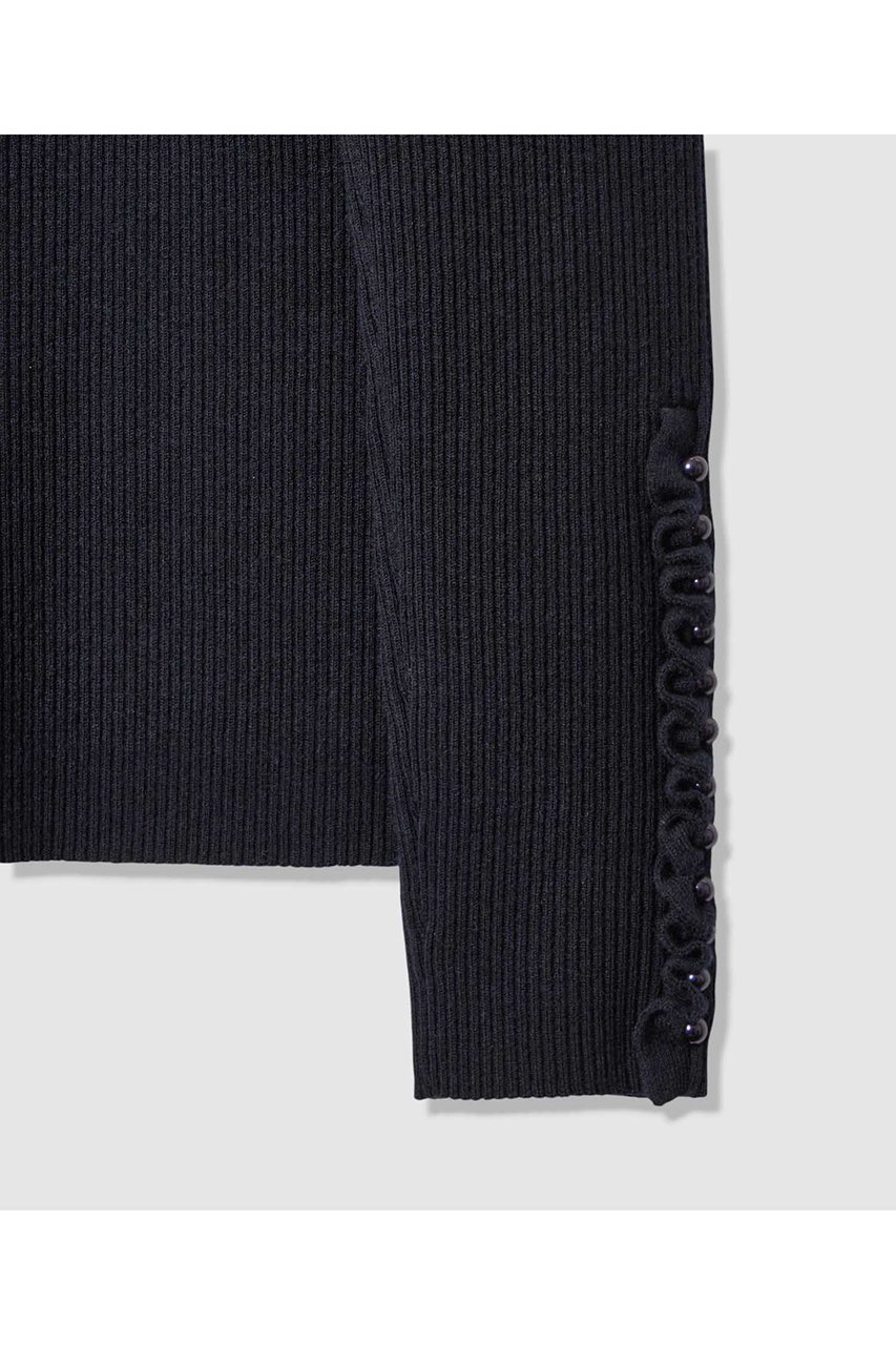 【アルアバイル/allureville】の【LOULOU WILLOUGHBY】フリルスリットプルオーバー 人気、トレンドファッション・服の通販 founy(ファニー) 　ファッション　Fashion　レディースファッション　Fashion for Women　トップス・カットソー　Cut & Sew Tops　ニット　Knit Tops & Sweaters　カジュアルプルオーバー・ニットトップス　Pullovers & Knit Tops / Casual Pullovers　2025年　2025　2025-2026秋冬・A/W　Autumn/Winter 2025–26 AW25–26　シンプル　Simple, Minimal　スリット　Slit, Slit Detail　フリル　Frill, Ruffle　リブニット　Rib Knit, Ribbed Knit　エレガント 上品　Elegant　A/W・秋冬　Autumn/Winter　other-4|ID: prp329100004761862 ipo3291000000034462561