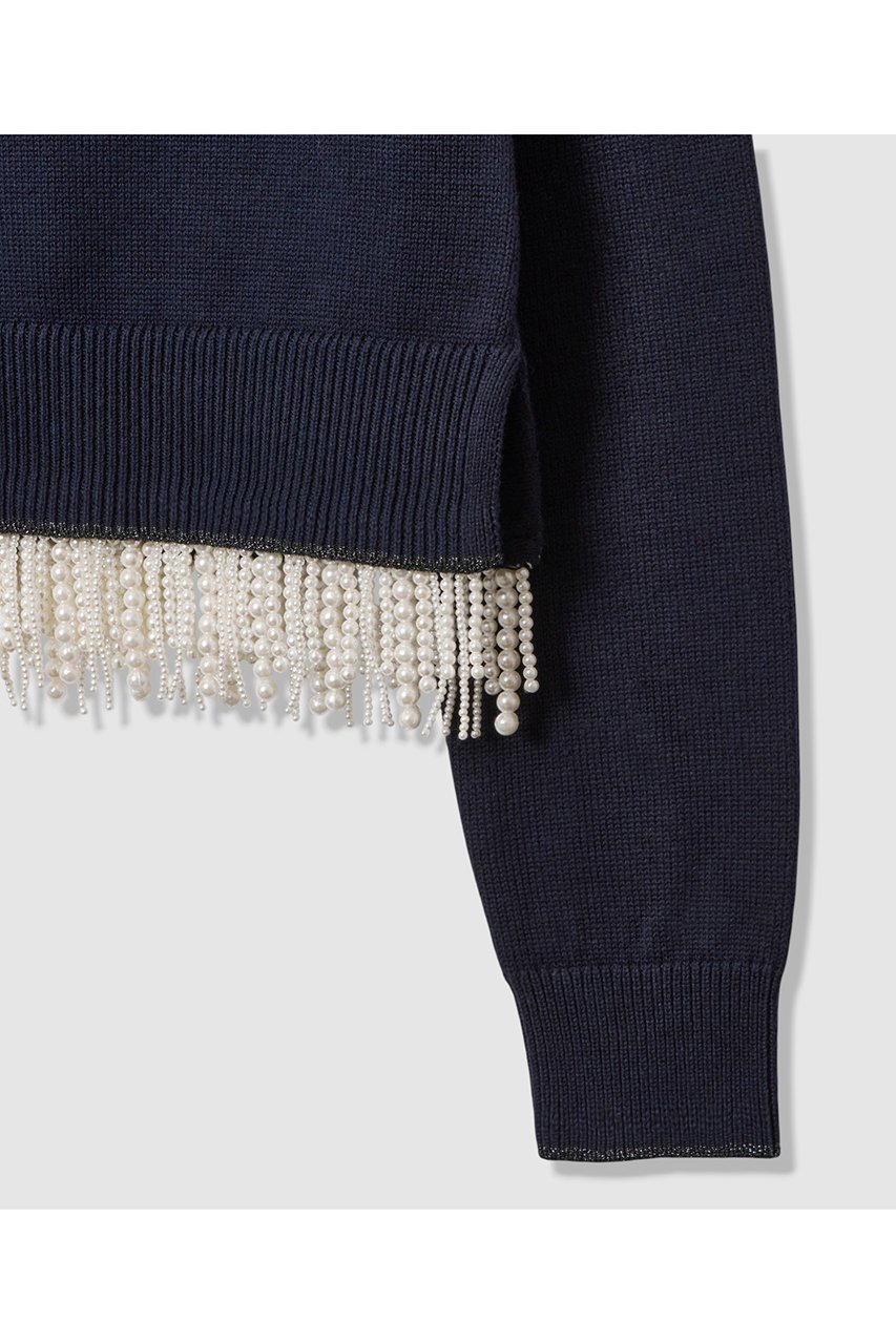 【アルアバイル/allureville】の【LOULOU WILLOUGHBY】パールフリンジフェザープルオーバー 人気、トレンドファッション・服の通販 founy(ファニー) 　ファッション　Fashion　レディースファッション　Fashion for Women　トップス・カットソー　Cut & Sew Tops　ニット　Knit Tops & Sweaters　カジュアルプルオーバー・ニットトップス　Pullovers & Knit Tops / Casual Pullovers　2025年　2025　2025-2026秋冬・A/W　Autumn/Winter 2025–26 AW25–26　スリット　Slit, Slit Detail　パール　Pearl, Pearl Accent　フリンジ　Fringe, Tassel　ホリデーシーズン　Holiday Season　エレガント 上品　Elegant　春　Spring　A/W・秋冬　Autumn/Winter　other-3|ID: prp329100004761864 ipo3291000000034462582