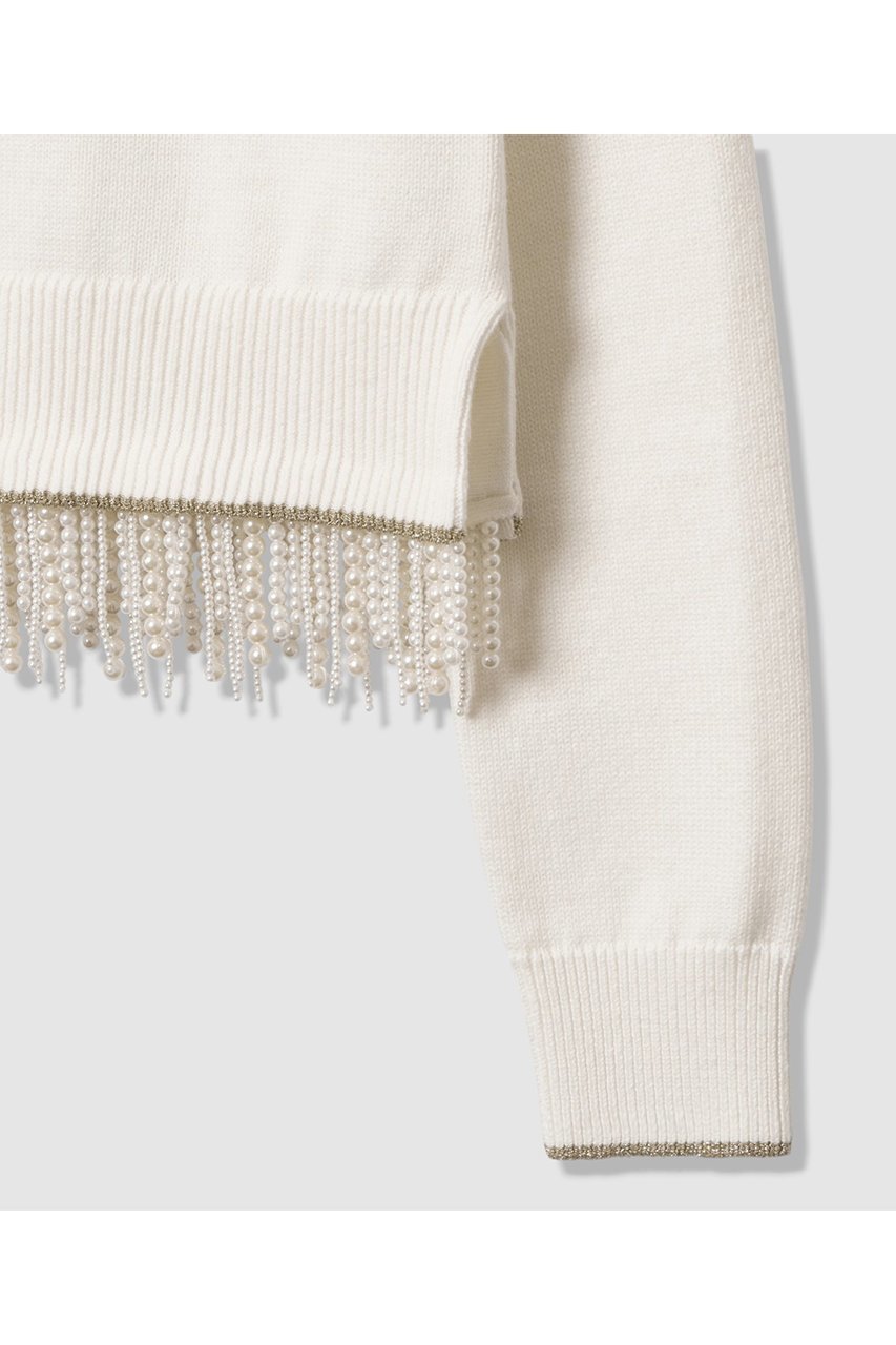 【アルアバイル/allureville】の【LOULOU WILLOUGHBY】パールフリンジフェザープルオーバー 人気、トレンドファッション・服の通販 founy(ファニー) 　ファッション　Fashion　レディースファッション　Fashion for Women　トップス・カットソー　Cut & Sew Tops　ニット　Knit Tops & Sweaters　カジュアルプルオーバー・ニットトップス　Pullovers & Knit Tops / Casual Pullovers　2026年　2026　スリット　Slit, Slit Detail　パール　Pearl, Pearl Accent　フリンジ　Fringe, Tassel　ホリデーシーズン　Holiday Season　エレガント 上品　Elegant　夏　Summer　春　Spring　S/S・春夏　SS, Spring/Summer, Warm Season　other-3|ID: prp329100004761864 ipo3291000000035527236