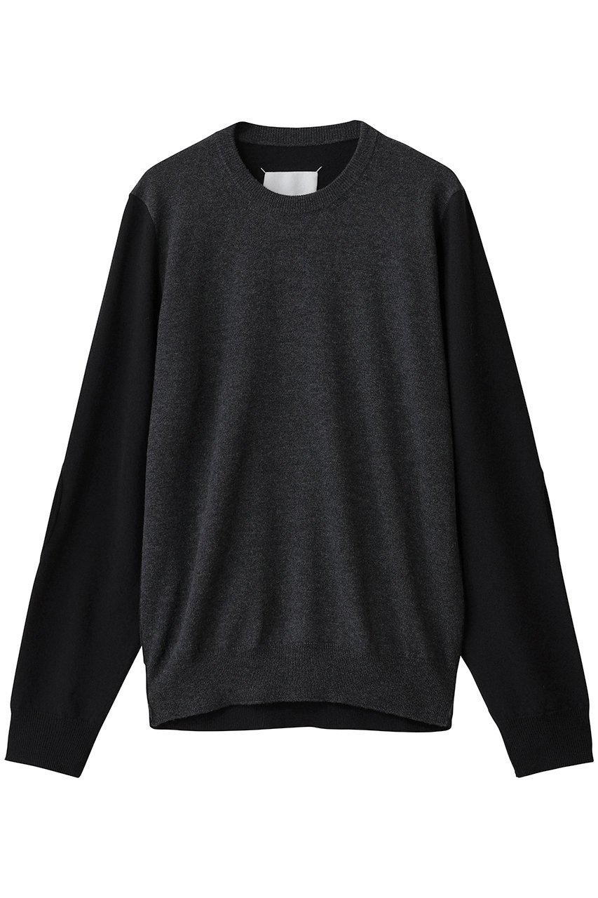 【メゾン マルジェラ/MAISON MARGIELA / MEN】の【MEN】バイカラー クルーネック ニットトップス インテリア・キッズ・メンズ・レディースファッション・服の通販 founy(ファニー) 　ファッション　Fashion　メンズファッション　Fashion for Men　トップス・カットソー　Cut & Sew Tops　ニット・セーター / 定番トップス　Knit Tops & Sweaters　インナー　Innerwear　カーディガン　Cardigan, Knitwear　シンプル　Simple, Minimal　ジャケット　Jacket, Outerwear　スリーブ　Sleeve, Long Sleeve / Short Sleeve　フィット　Fit, Slim Fit　モダン　Modern, Contemporary　レギュラー　Regular, Standard Fit　新作・新入荷　New Arrivals / New In　グレー/ブラック|ID: prp329100004761866 ipo3291000000034462835