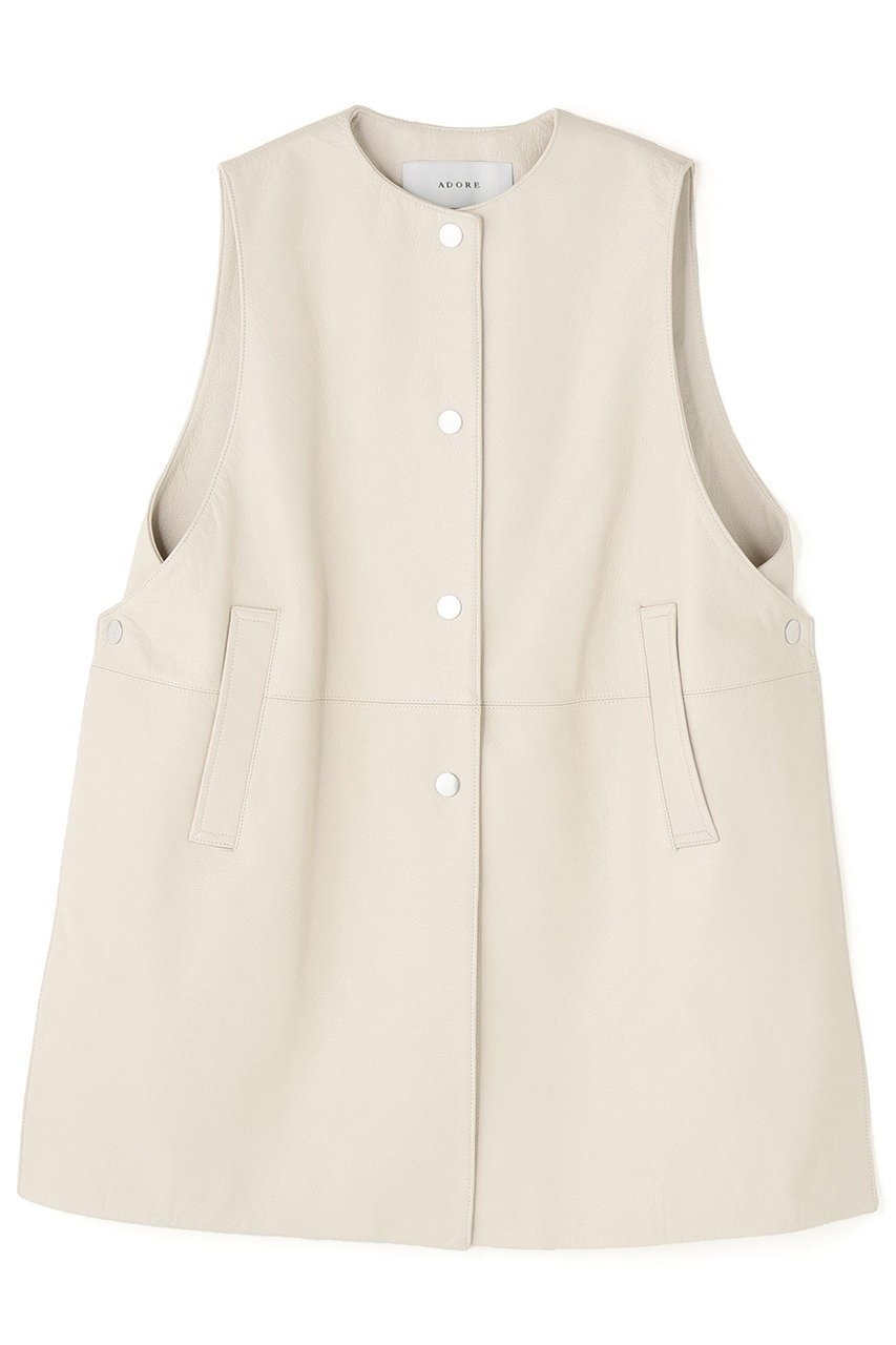 【アドーア/ADORE】のゴートレザージャケット インテリア・キッズ・メンズ・レディースファッション・服の通販 founy(ファニー) ファッション Fashion レディースファッション Fashion for Women アウター Coat / Outerwear Collection レディースジャケット・軽アウター Jackets シルバー Silver, Metallic Silver ジャケット Jacket, Outerwear スリット Slit, Slit Detail ドット Polka Dot, Dot Pattern フロント Front, Front Design メタル Metal, Metal Parts リアル Real, Realistic ホワイト|ID: prp329100004761876 ipo3291000000036137536