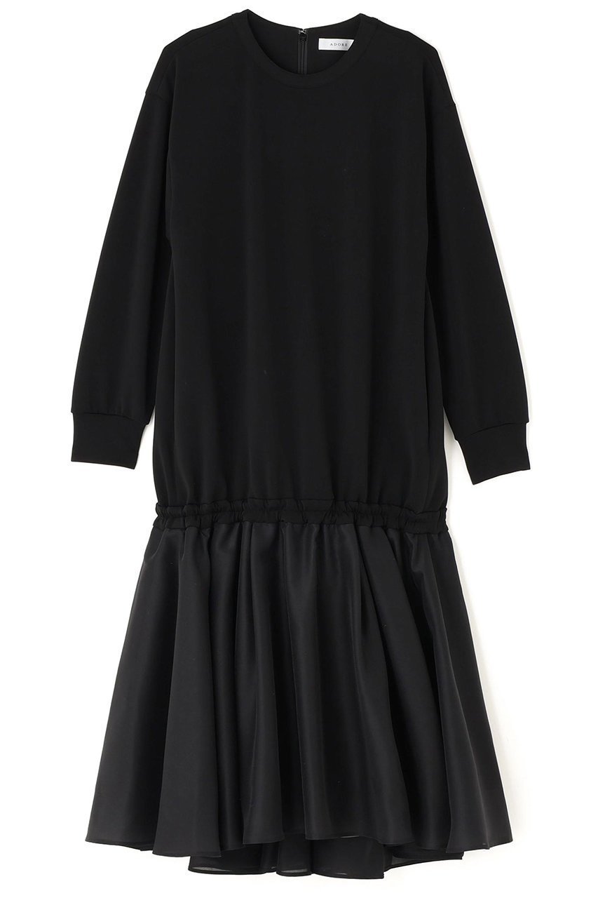 【アドーア/ADORE】のパウダリーダンボールワンピース インテリア・キッズ・メンズ・レディースファッション・服の通販 founy(ファニー) 　ファッション　Fashion　レディースファッション　Fashion for Women　ワンピース　Dresses　チュニック　Tunic Tops & Dresses　オーガンジー　Organza Fabric　カットソー　Cut and Sewn Top　コンパクト　Compact, Small Size　シアー　Sheer, See-Through　チュニック　Tunic, Long Top　トレーナー　Sweatshirt, Trainer　ロング　Long, Long-Length　ブラック|ID: prp329100004761880 ipo3291000000034706282