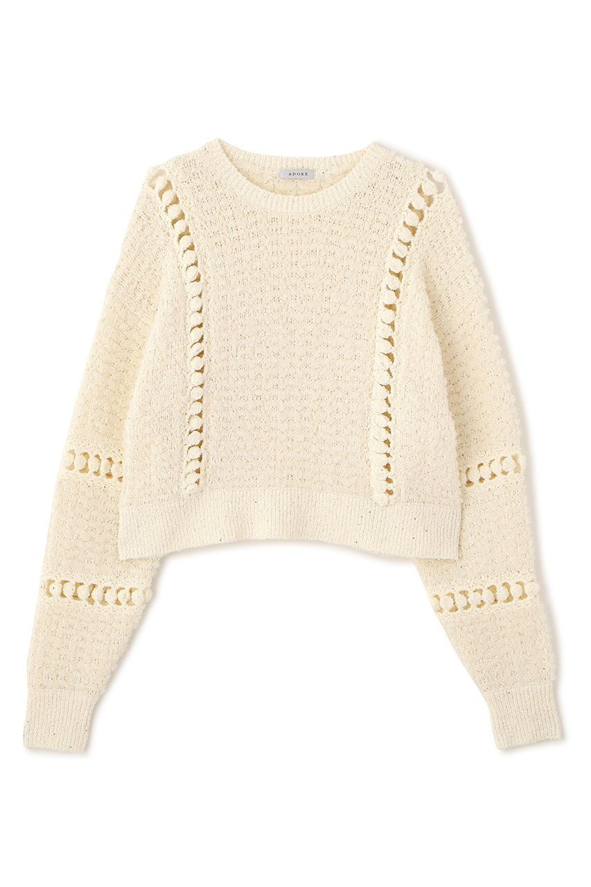 【アドーア/ADORE】のミックスヤーンニット インテリア・キッズ・メンズ・レディースファッション・服の通販 founy(ファニー) ファッション Fashion レディースファッション Fashion for Women トップス・カットソー Cut & Sew Tops ニット Knit Tops & Sweaters カジュアルプルオーバー・ニットトップス Pullovers & Knit Tops / Casual Pullovers スパンコール Sequins, Sequin Embellishment 冬 Winter / This Winter ホワイト|ID: prp329100004761889 ipo3291000000034463263