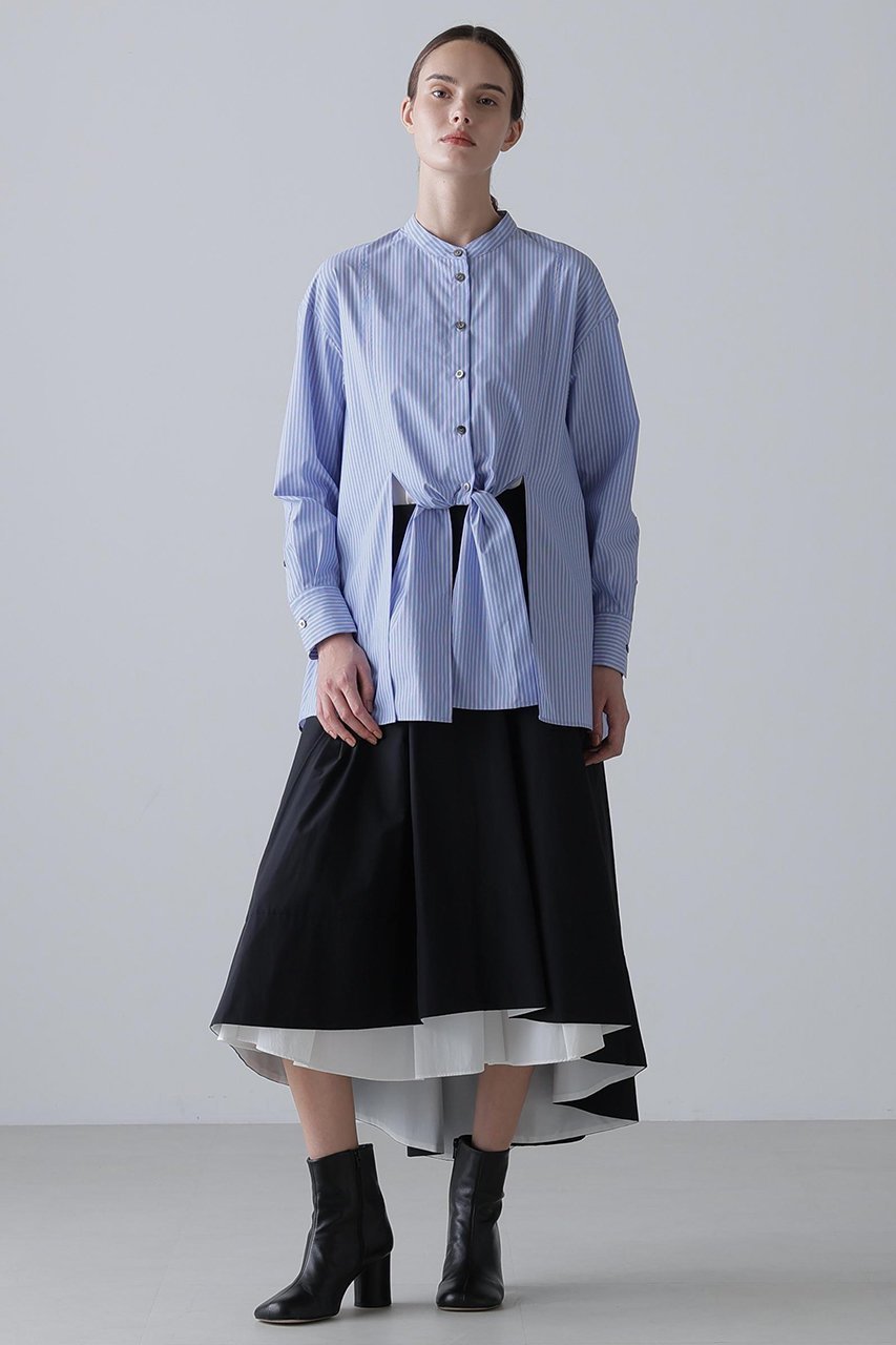 【アドーア/ADORE】のクリスピークロスブラウス 人気、トレンドファッション・服の通販 founy(ファニー) 　ファッション　Fashion　レディースファッション　Fashion for Women　トップス・カットソー　Cut & Sew Tops　シャツ・ブラウス・オフィスカジュアル　Elegant Blouses & Button-Ups　コンパクト　Compact, Small Size　ストライプ　Stripe, Striped Pattern　スリーブ　Sleeve, Long Sleeve / Short Sleeve　フレア　Flare, Flared　フロント　Front, Front Design　ブロード　Broadcloth, Fine Cotton　ロング　Long, Long-Length　新作・新入荷　New Arrivals / New In　other-3|ID: prp329100004761898 ipo3291000000034463328