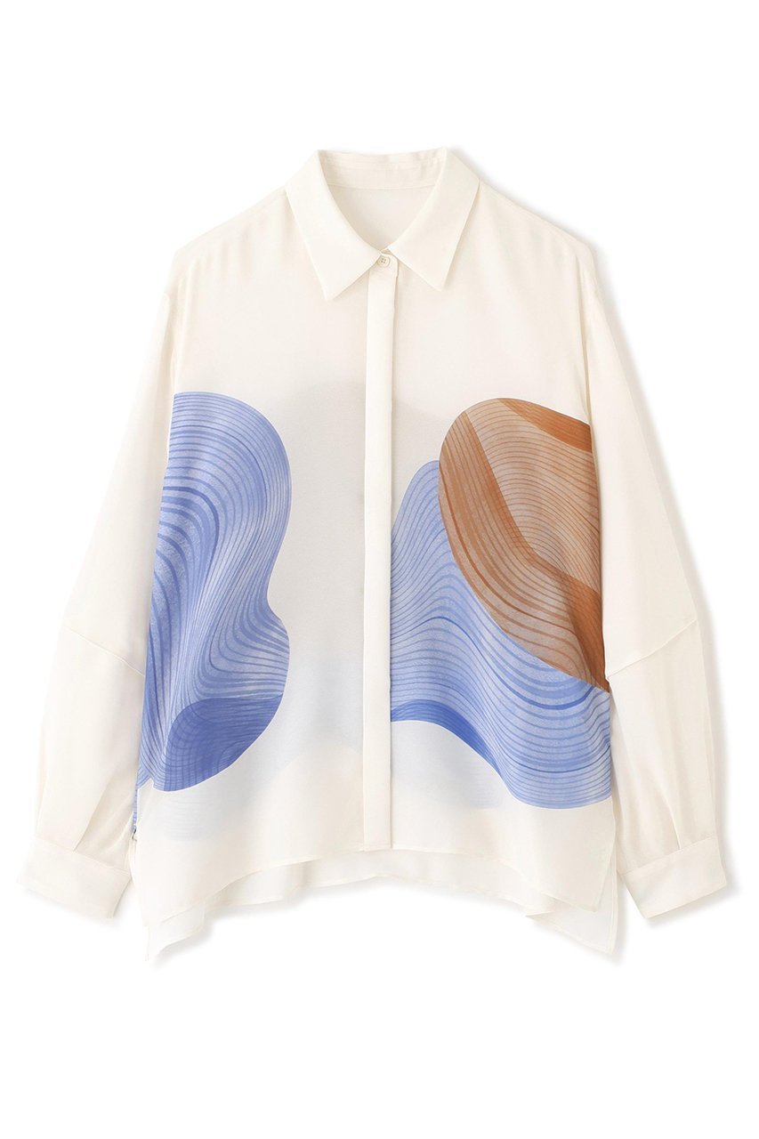 【アドーア/ADORE】のコントゥアープリントブラウス インテリア・キッズ・メンズ・レディースファッション・服の通販 founy(ファニー) 　ファッション　Fashion　レディースファッション　Fashion for Women　トップス・カットソー　Cut & Sew Tops　シャツ・ブラウス・オフィスカジュアル　Elegant Blouses & Button-Ups　ジョーゼット　Georgette, Semi-Sheer Fabric　スリーブ　Sleeve, Long Sleeve / Short Sleeve　プリント　Print, Printed Pattern　ロング　Long, Long-Length　エレガント 上品　Elegant　新作・新入荷　New Arrivals / New In　無地　Plain, Solid Color　ブルー|ID: prp329100004761901 ipo3291000000034463353