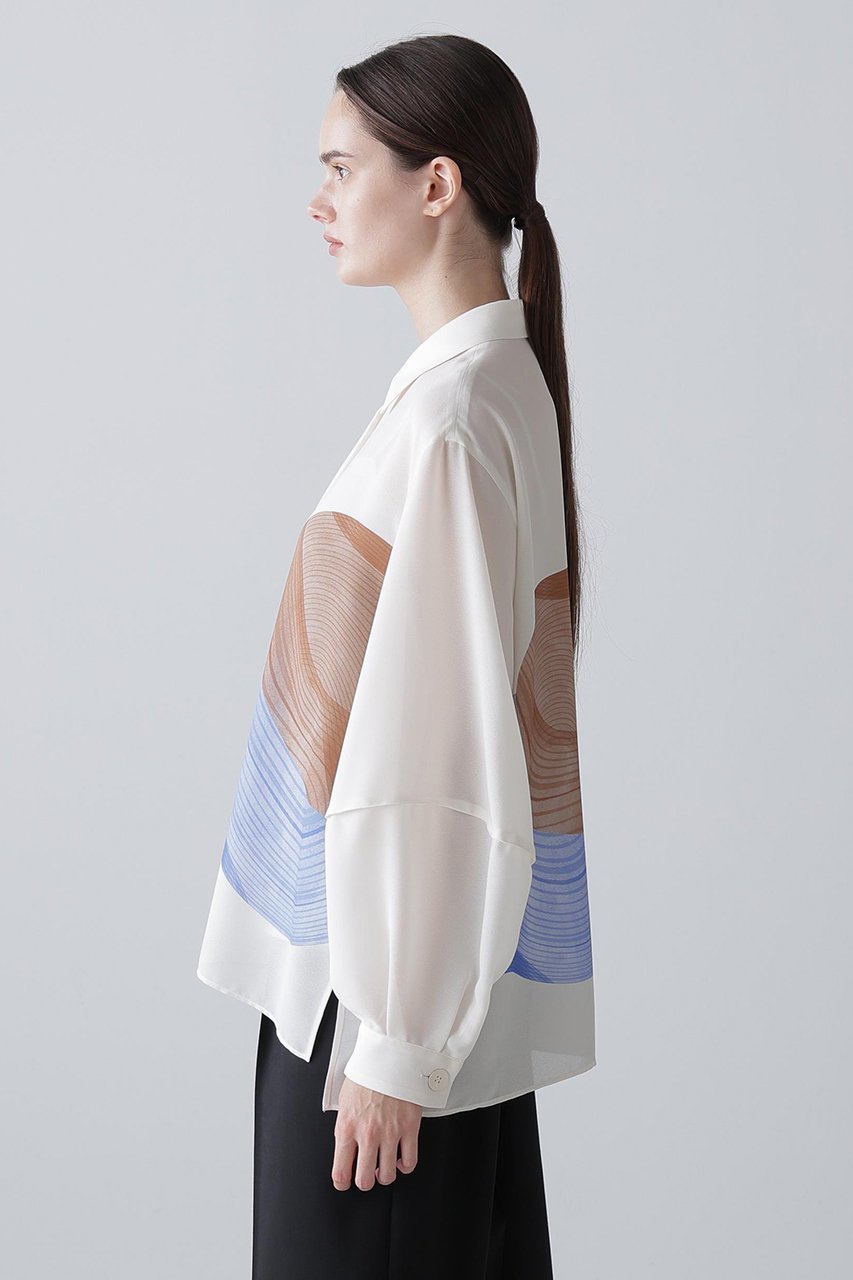 【アドーア/ADORE】のコントゥアープリントブラウス 人気、トレンドファッション・服の通販 founy(ファニー) 　ファッション　Fashion　レディースファッション　Fashion for Women　トップス・カットソー　Cut & Sew Tops　シャツ・ブラウス・オフィスカジュアル　Elegant Blouses & Button-Ups　ジョーゼット　Georgette, Semi-Sheer Fabric　スリーブ　Sleeve, Long Sleeve / Short Sleeve　プリント　Print, Printed Pattern　ロング　Long, Long-Length　エレガント 上品　Elegant　新作・新入荷　New Arrivals / New In　無地　Plain, Solid Color　other-5|ID: prp329100004761901 ipo3291000000034463357