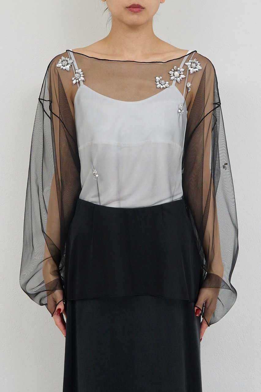 【ガリャルダガランテ/GALLARDAGALANTE】の【25th記念アイテム】ビジューチュールプルオーバー 人気、トレンドファッション・服の通販 founy(ファニー) ファッション Fashion レディースファッション Fashion for Women トップス・カットソー Cut & Sew Tops シャツ・ブラウス・オフィスカジュアル Elegant Blouses & Button-Ups ロングTシャツ・Tシャツ Longline T-Shirts & Tees カジュアルプルオーバー・ニットトップス Pullovers & Knit Tops / Casual Pullovers カットソー・ベーシックTシャツ Cut-and-Sewn Tops / Stretch Tees & Basics おすすめ Recommended / Our Picks アクセサリー Fashion Accessories シンプル Simple, Minimal スリーブ Sleeve, Long Sleeve / Short Sleeve チュール Tulip, Tulip Motif ビジュー Bijou, Jewel-like Accent ホリデーシーズン Holiday Season ロング Long, Long-Length 新作・新入荷 New Arrivals / New In other-7|ID: prp329100004762842 ipo3291000000034472644