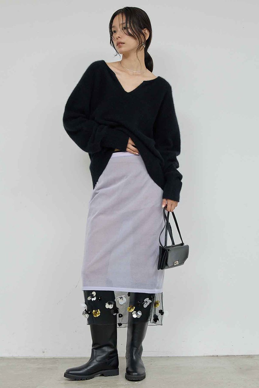 【ガリャルダガランテ/GALLARDAGALANTE】の【25th記念アイテム】シアービジュースカート 人気、トレンドファッション・服の通販 founy(ファニー) 　ファッション　Fashion　レディースファッション　Fashion for Women　スカート　Skirts　ロングスカート　Long Skirts / Maxi & Midi Skirts　シアー　Sheer, See-Through　シンプル　Simple, Minimal　チュール　Tulip, Tulip Motif　ビジュー　Bijou, Jewel-like Accent　ホリデーシーズン　Holiday Season　ラベンダー　Lavender　ロング　Long, Long-Length　再入荷　Restock / Back in Stock　other-2|ID: prp329100004762843 ipo3291000000035359693